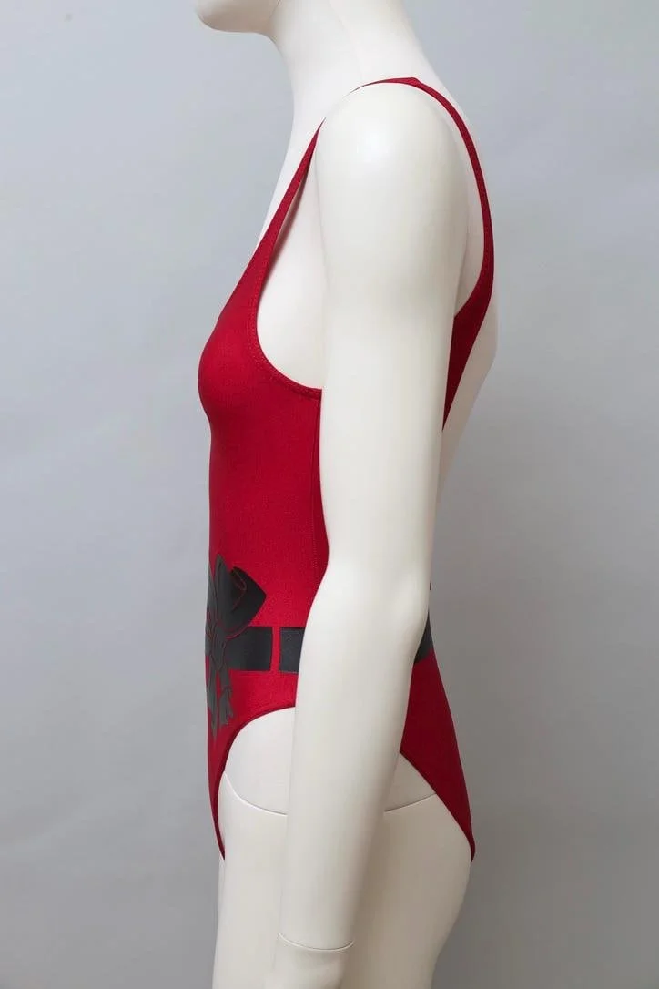 1980s Chantal Thomass red and black bow print swimsuit
