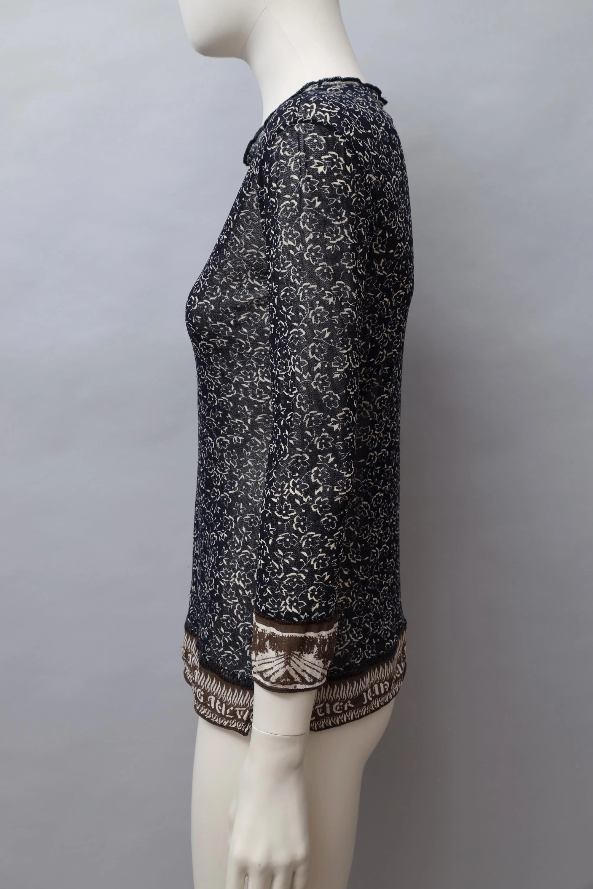 S/S 1998 Jean Paul Gaultier dark blue floral mesh top