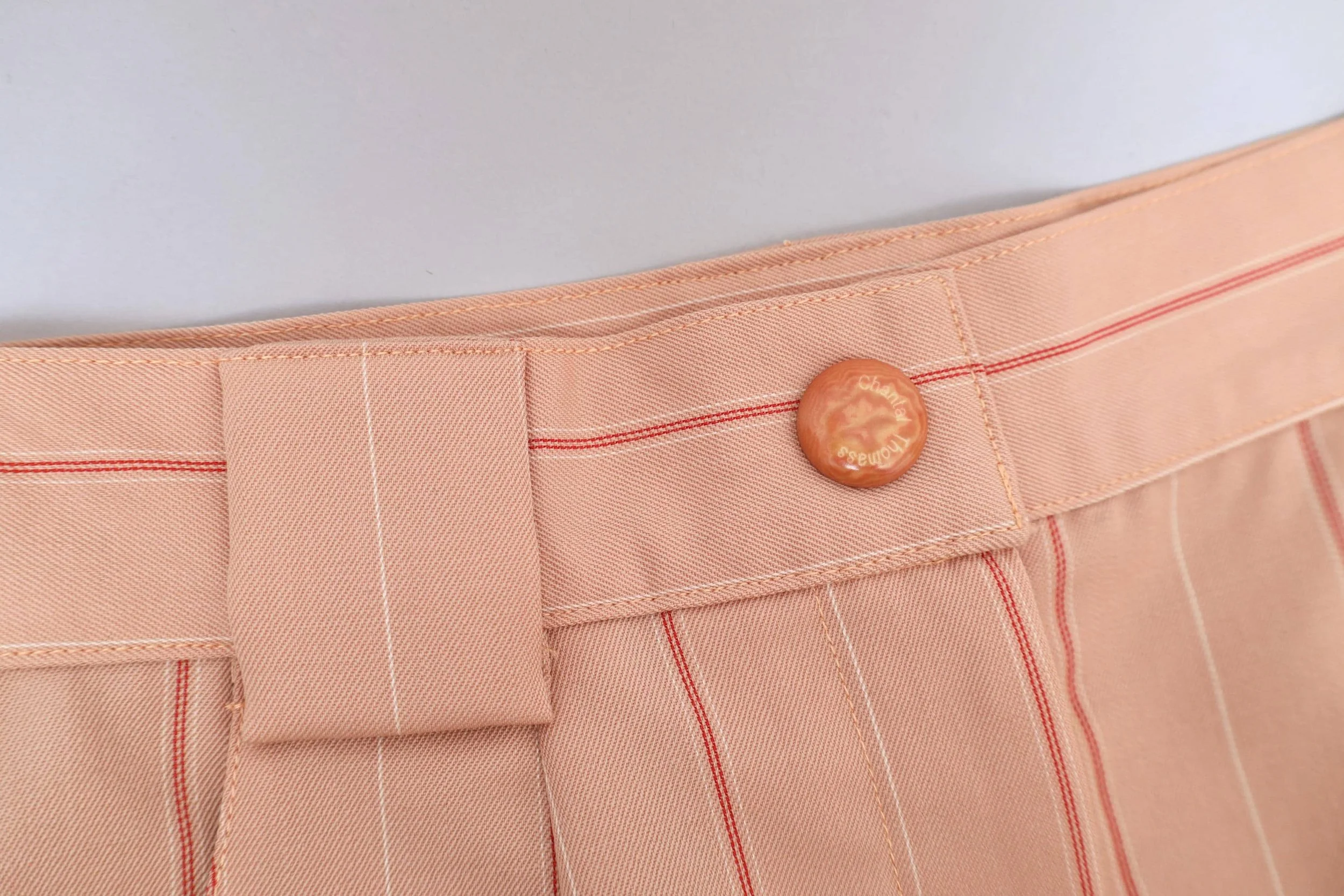 1990s Chantal Thomass apricot striped miniskirt