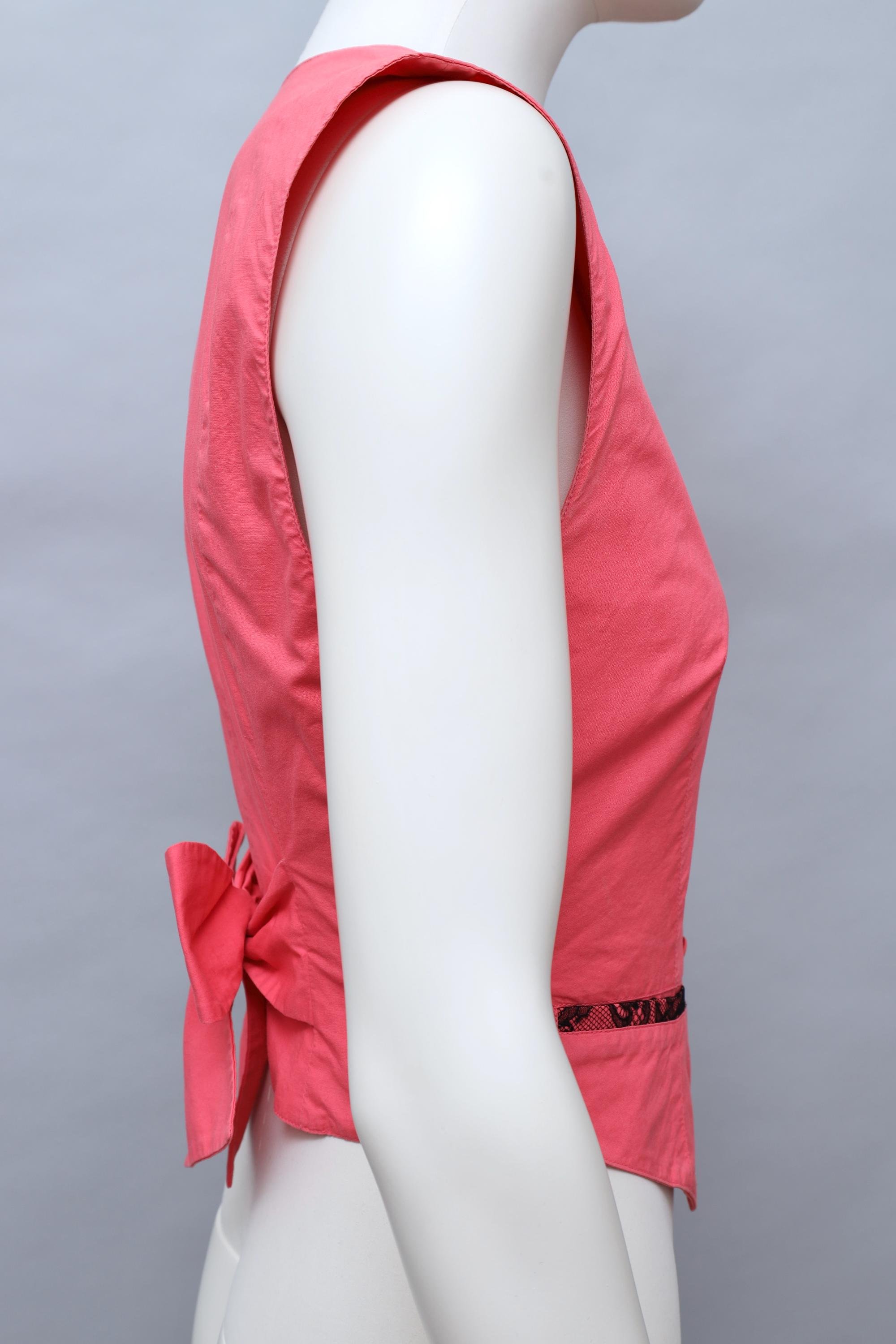 S/S 1989 Chantal Thomass pink cotton and black lace vest