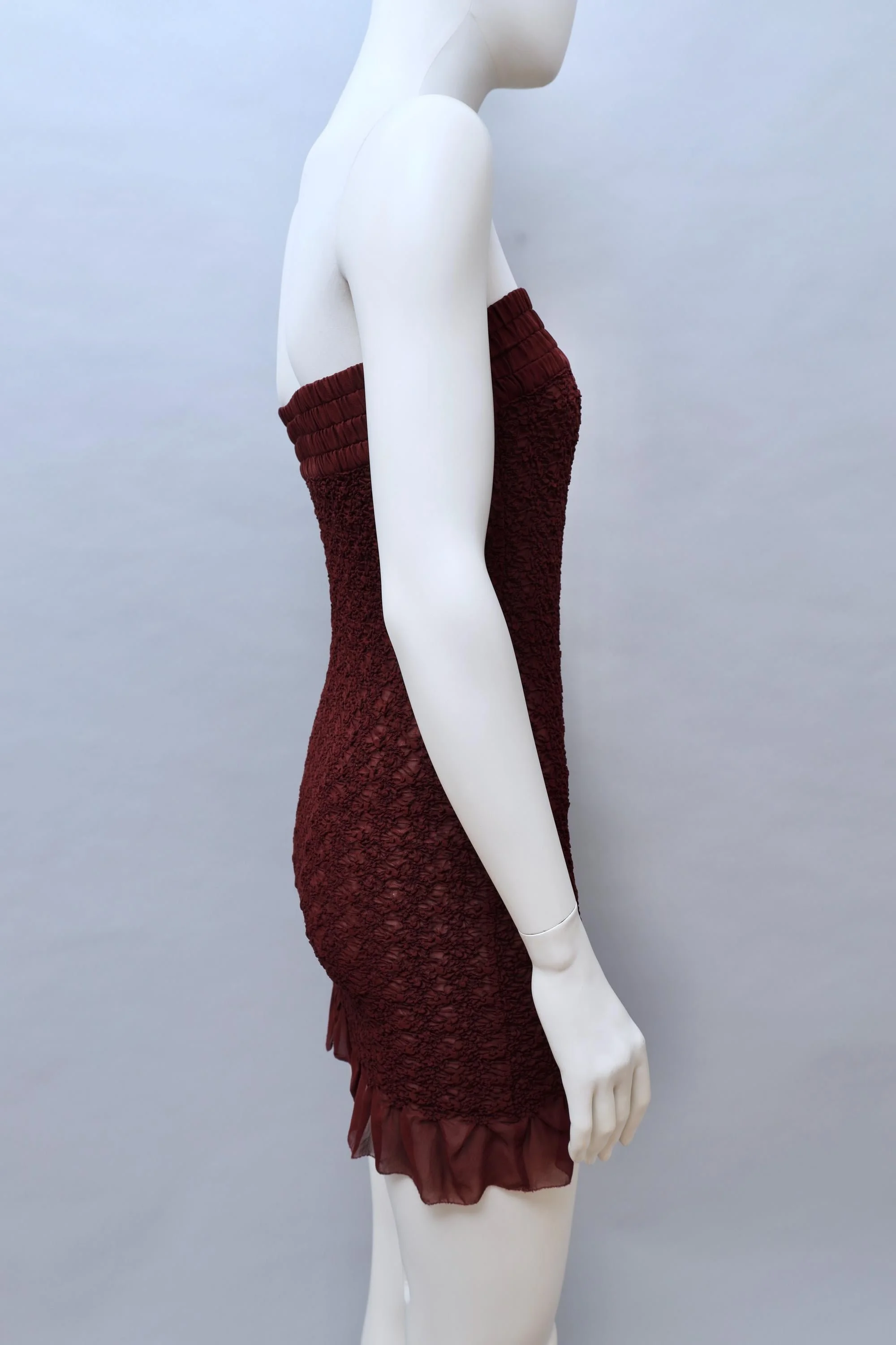 1990s Jean Paul Gaultier burgundy boxing smocked dress