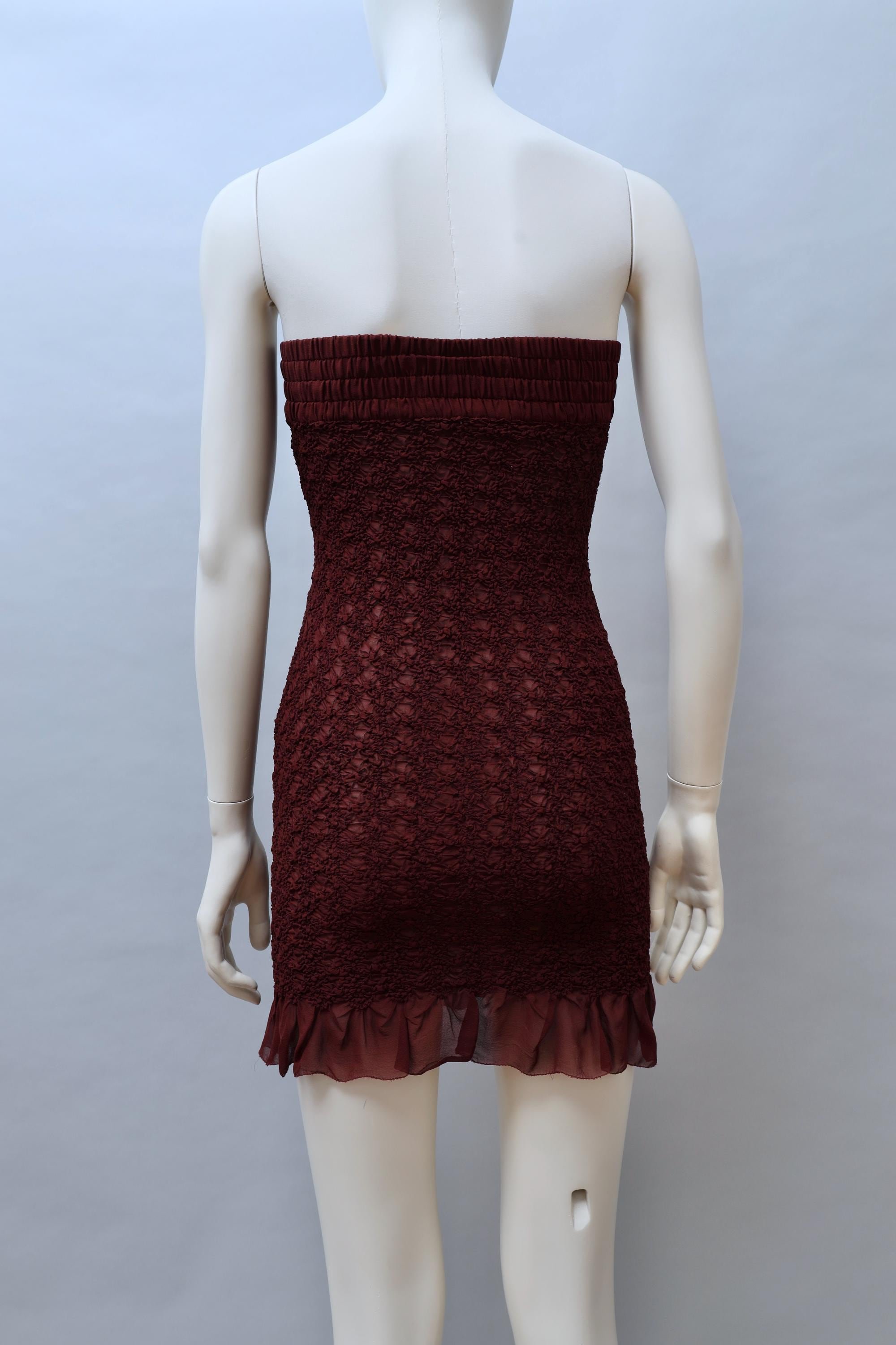 1990s Jean Paul Gaultier burgundy boxing smocked dress