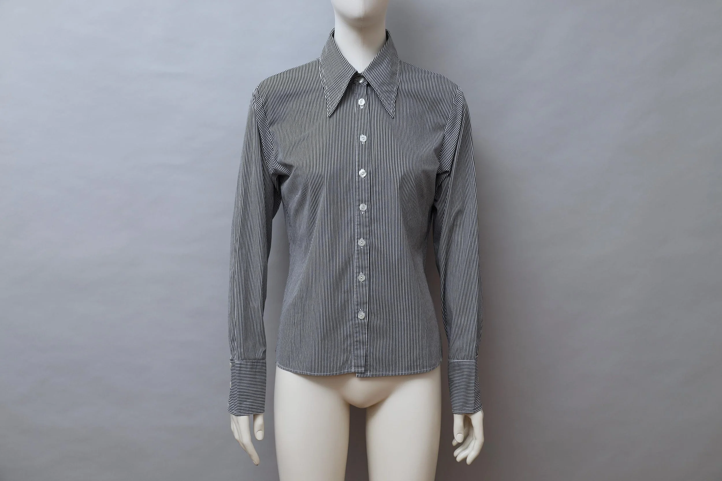 1990s DESTROY by John Richmond striped blouse with pointed collar