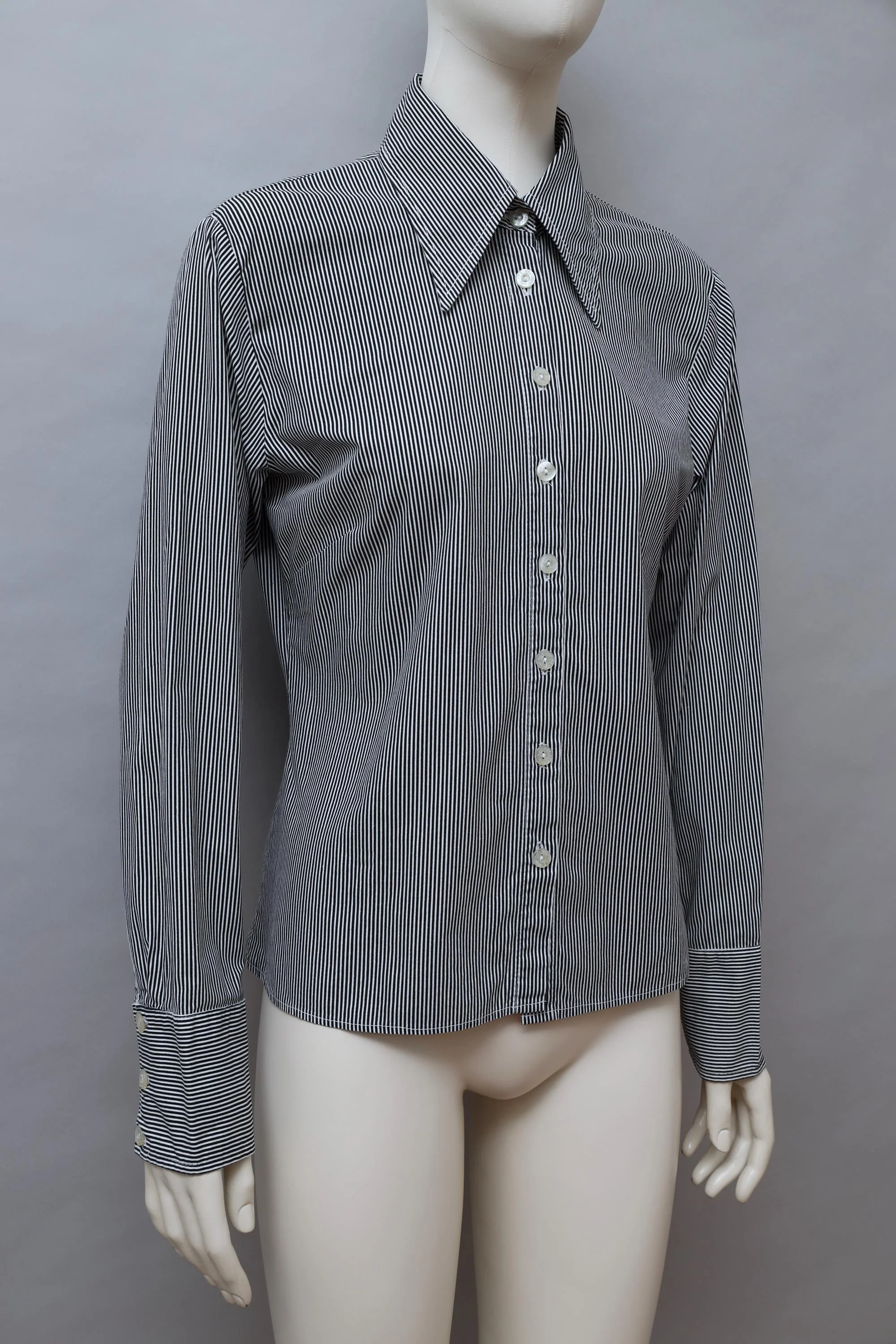 1990s DESTROY by John Richmond striped blouse with pointed collar