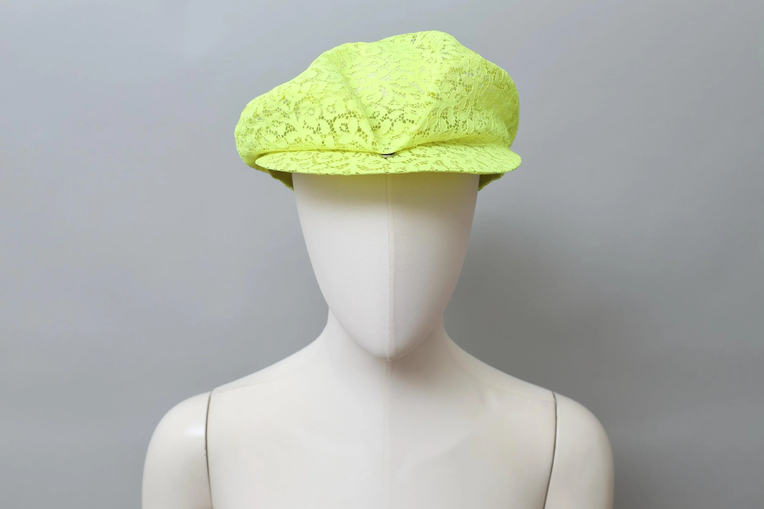 Rare 2000s Cinzia Ruggeri fluorescent yellow lace cap prototype
