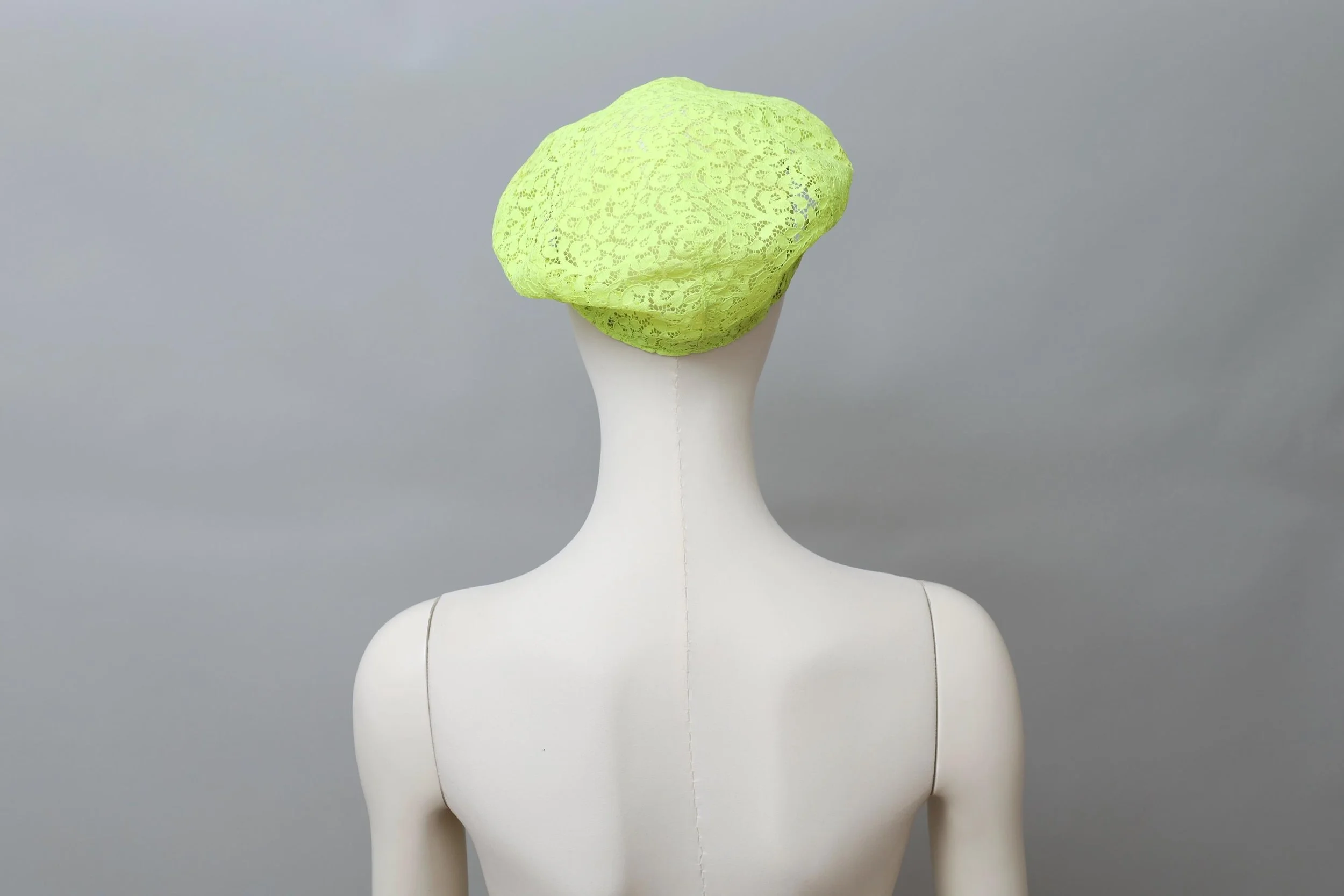 Rare 2000s Cinzia Ruggeri fluorescent yellow lace cap prototype