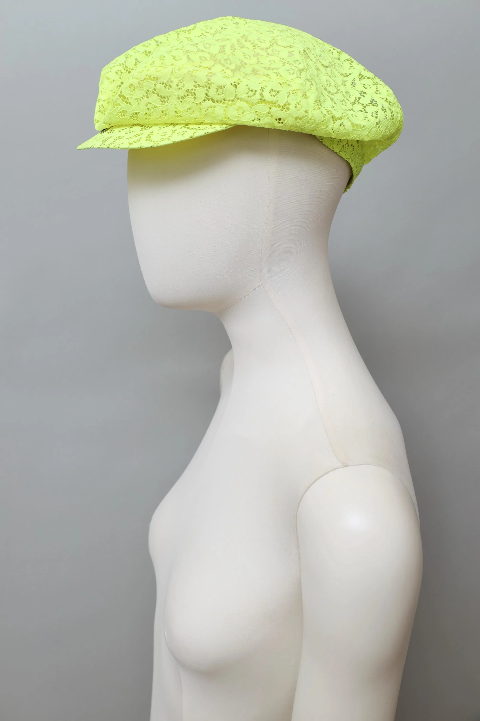 Rare 2000s Cinzia Ruggeri fluorescent yellow lace cap prototype