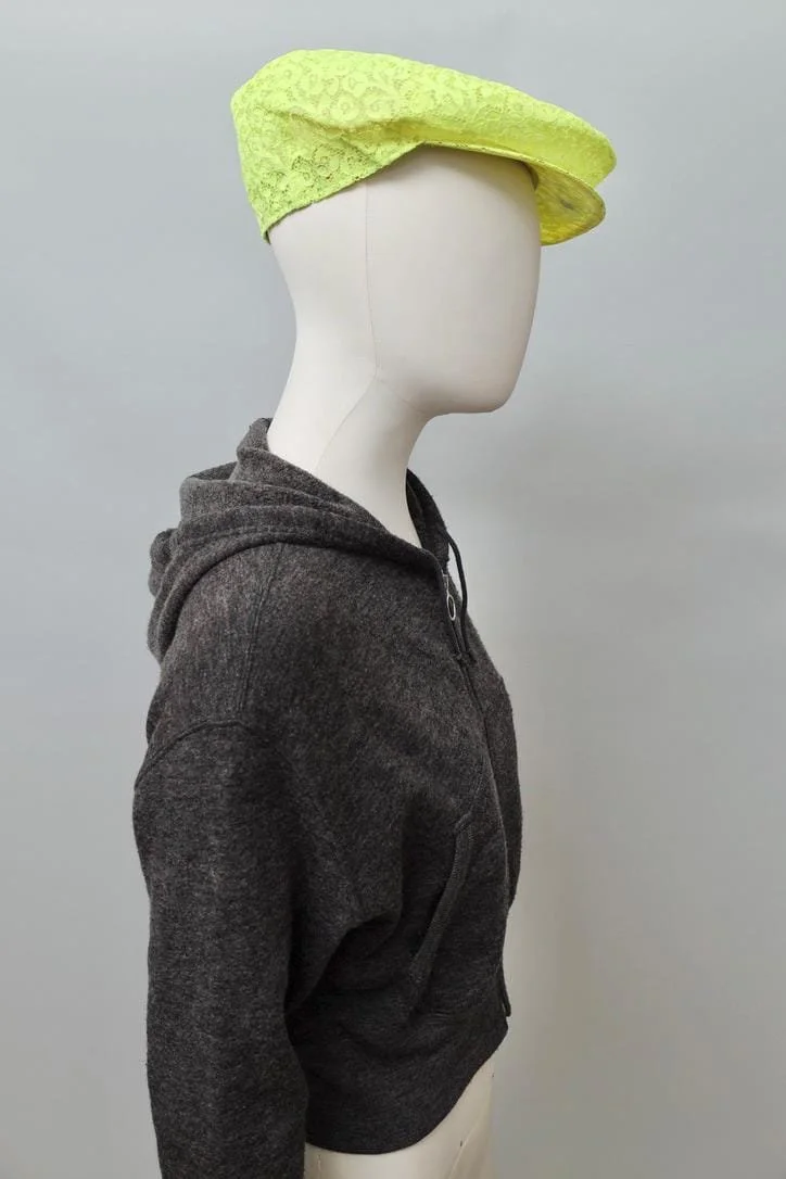 Rare 2000s Cinzia Ruggeri fluorescent yellow lace cap prototype