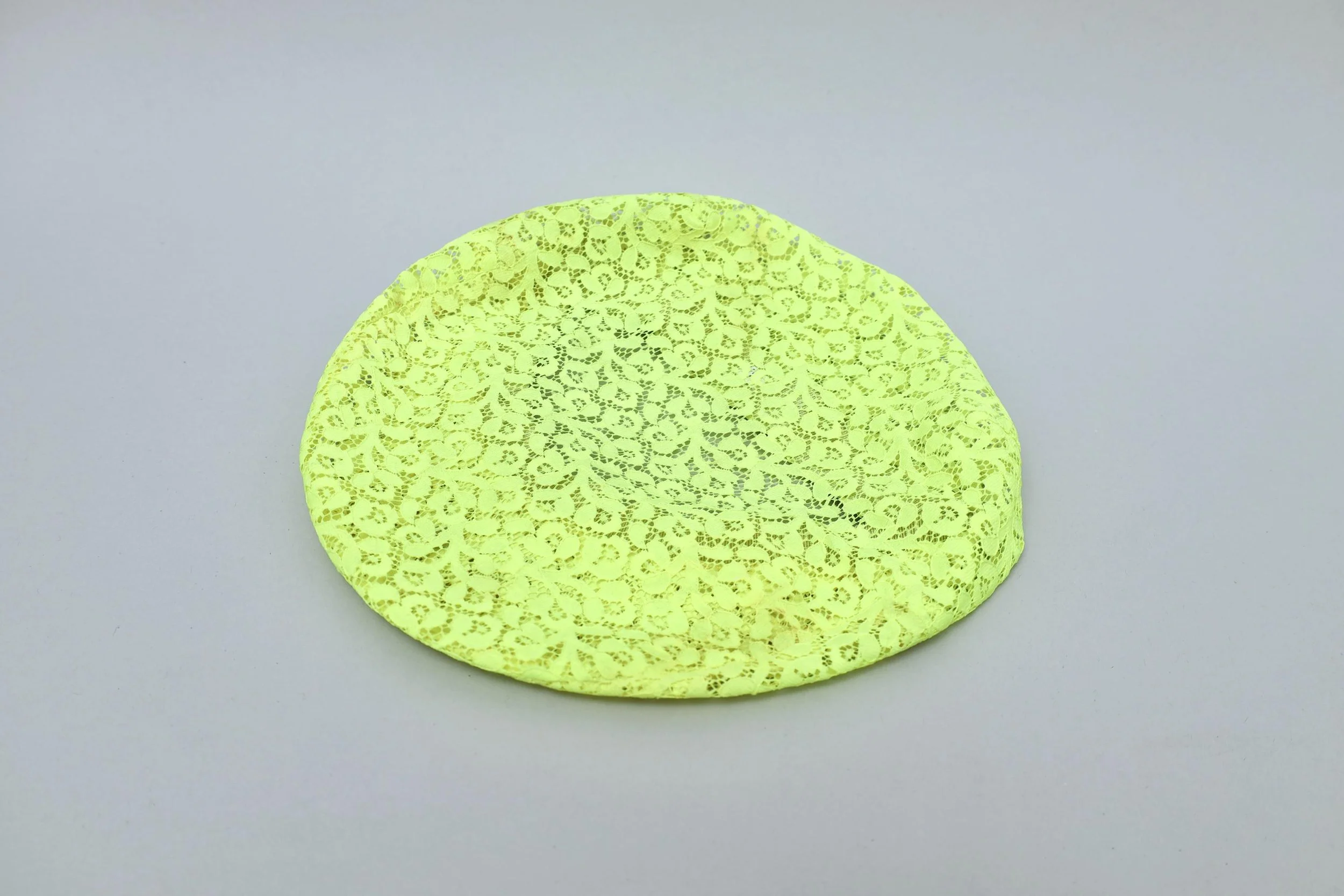 Rare 2000s Cinzia Ruggeri fluorescent yellow lace cap prototype