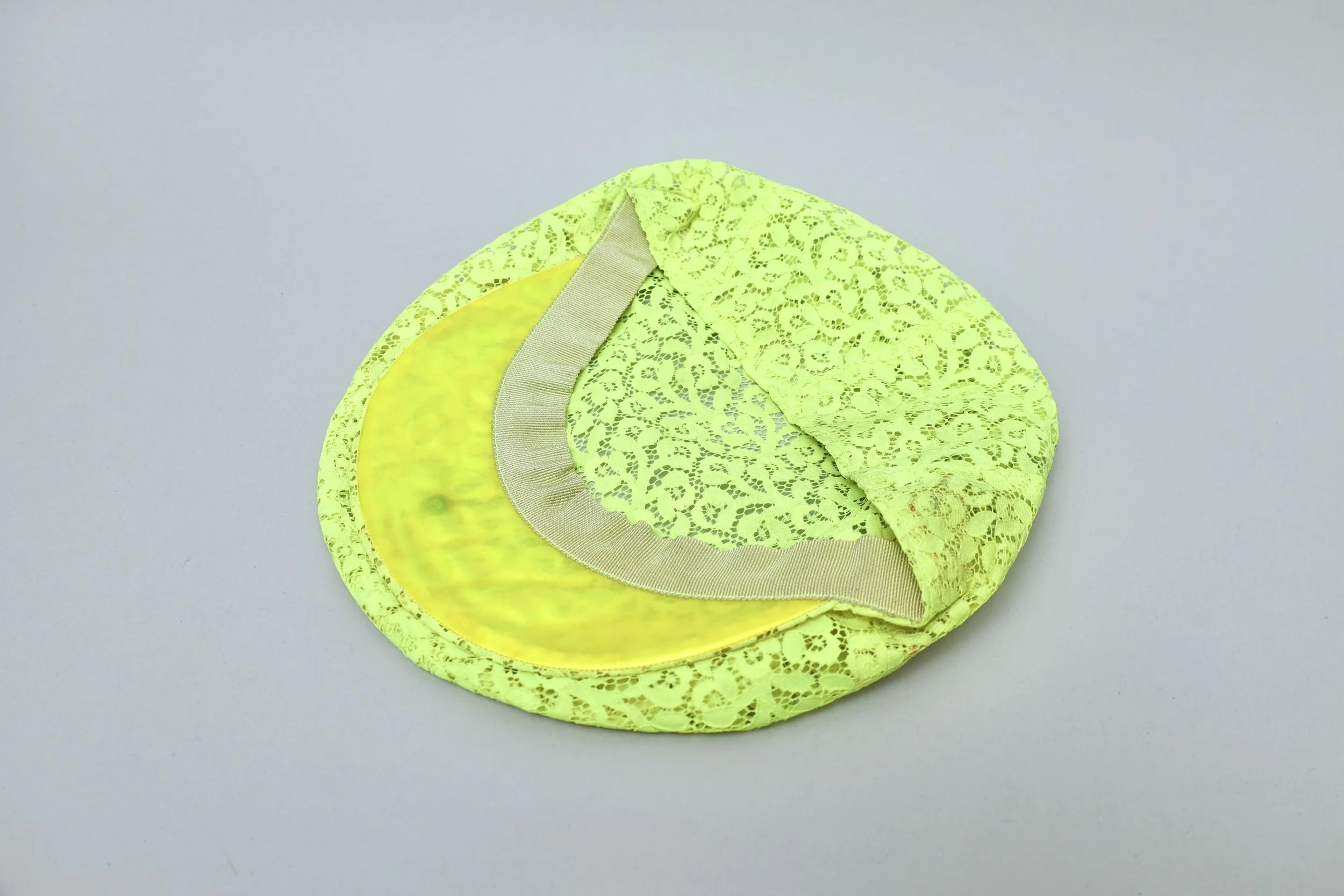 Rare 2000s Cinzia Ruggeri fluorescent yellow lace cap prototype