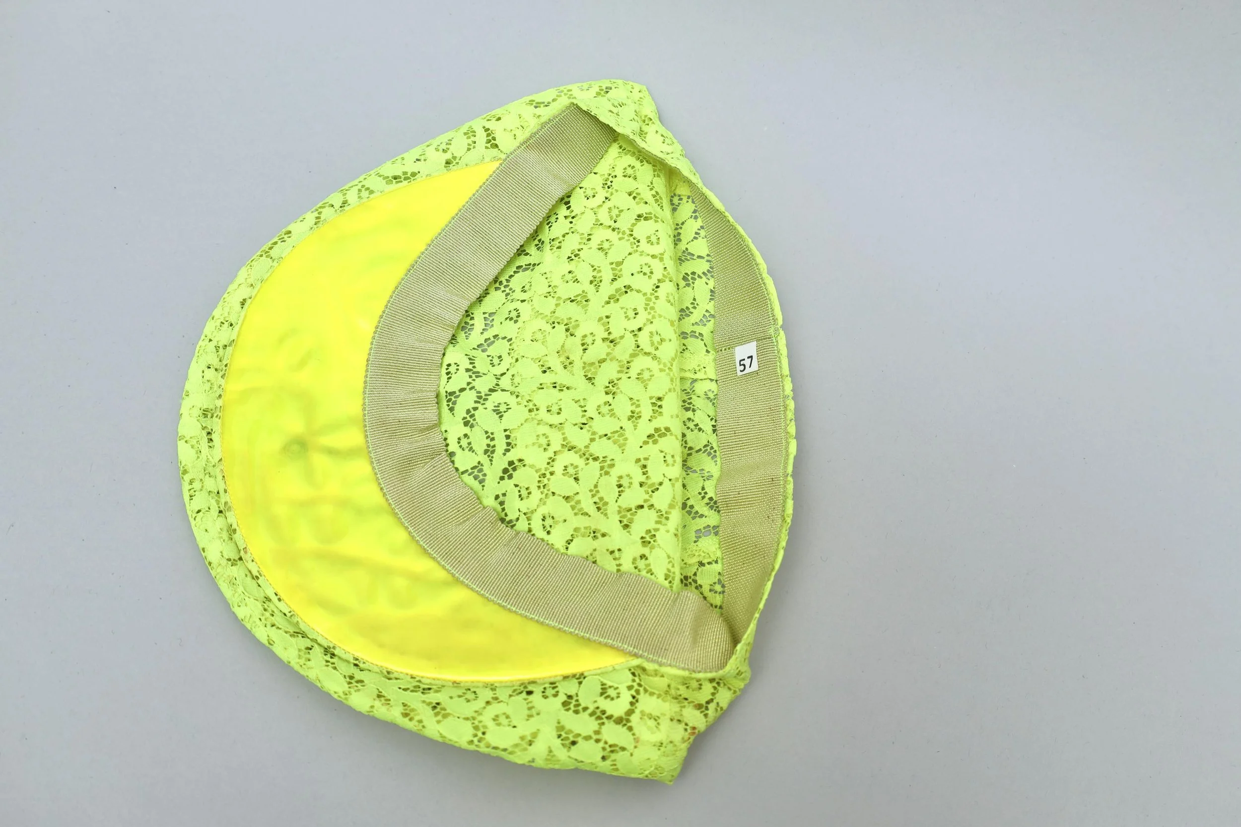 Rare 2000s Cinzia Ruggeri fluorescent yellow lace cap prototype
