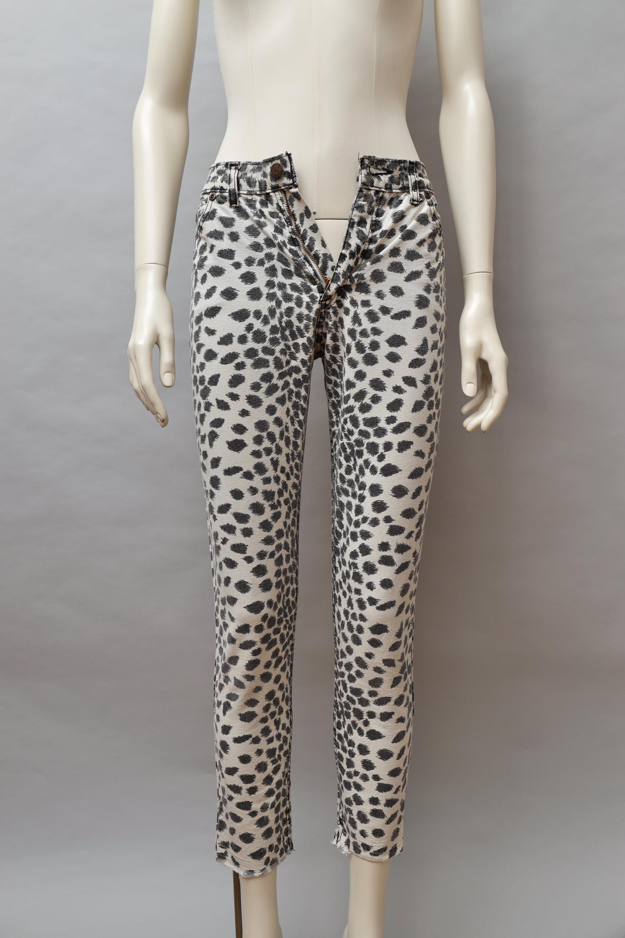 cheetah print jeans zipper fly