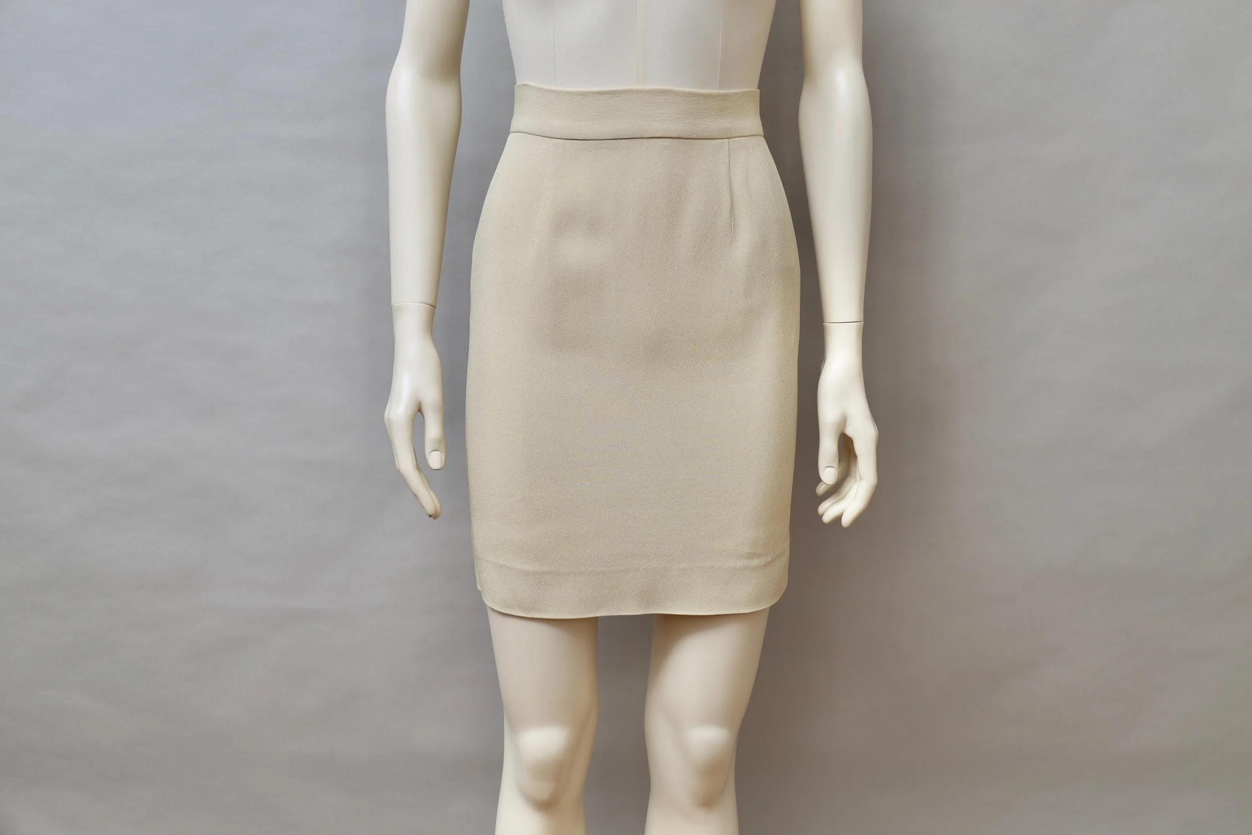 2000s Moschino Cheap and Chic beige heart button pencil skirt
