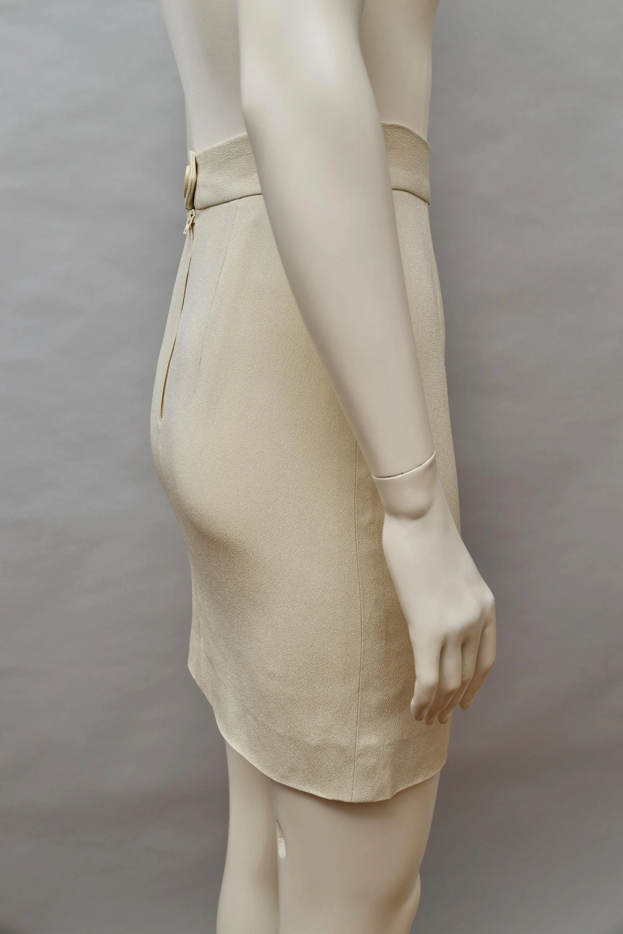 2000s Moschino Cheap and Chic beige heart button pencil skirt