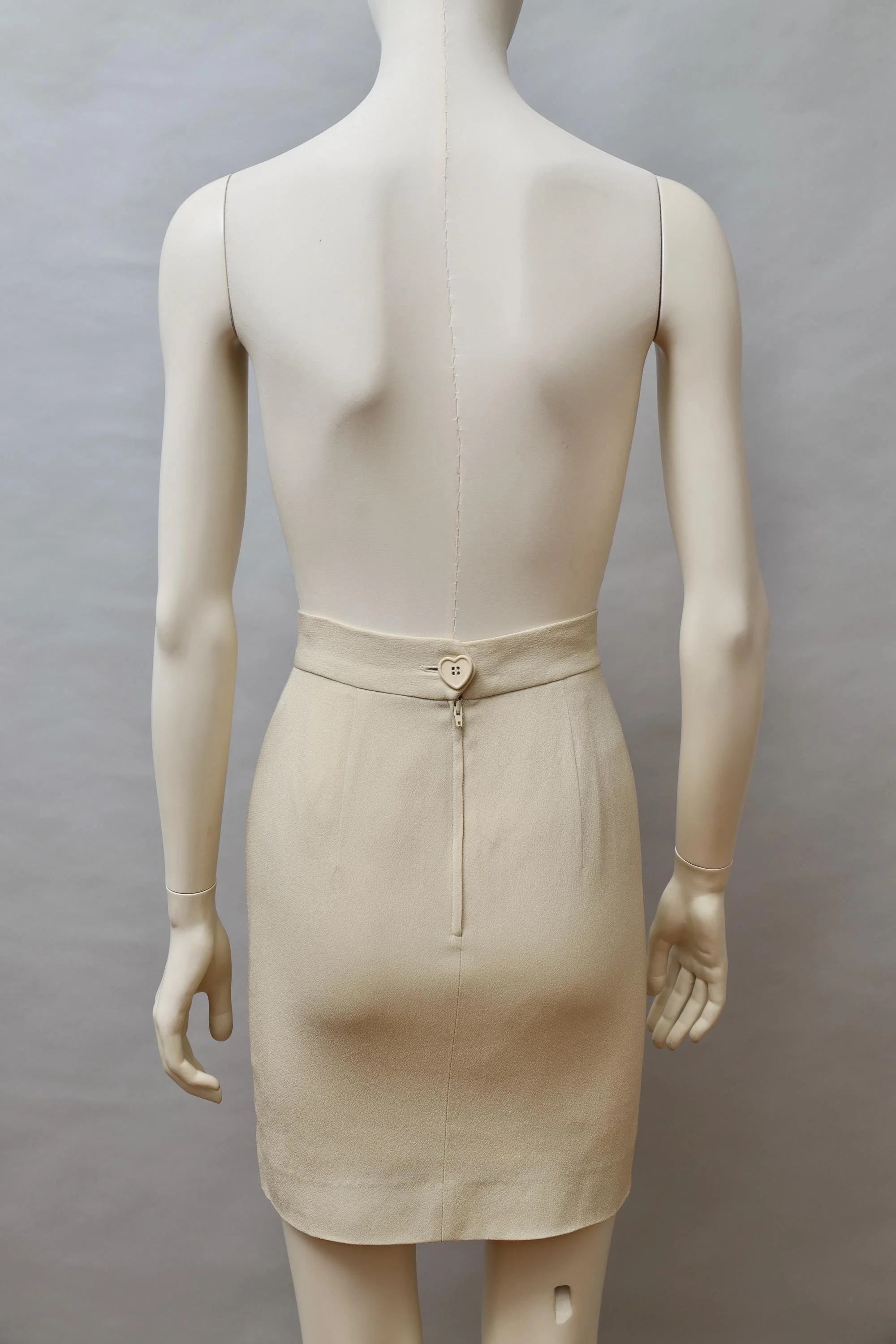 2000s Moschino Cheap and Chic beige heart button pencil skirt