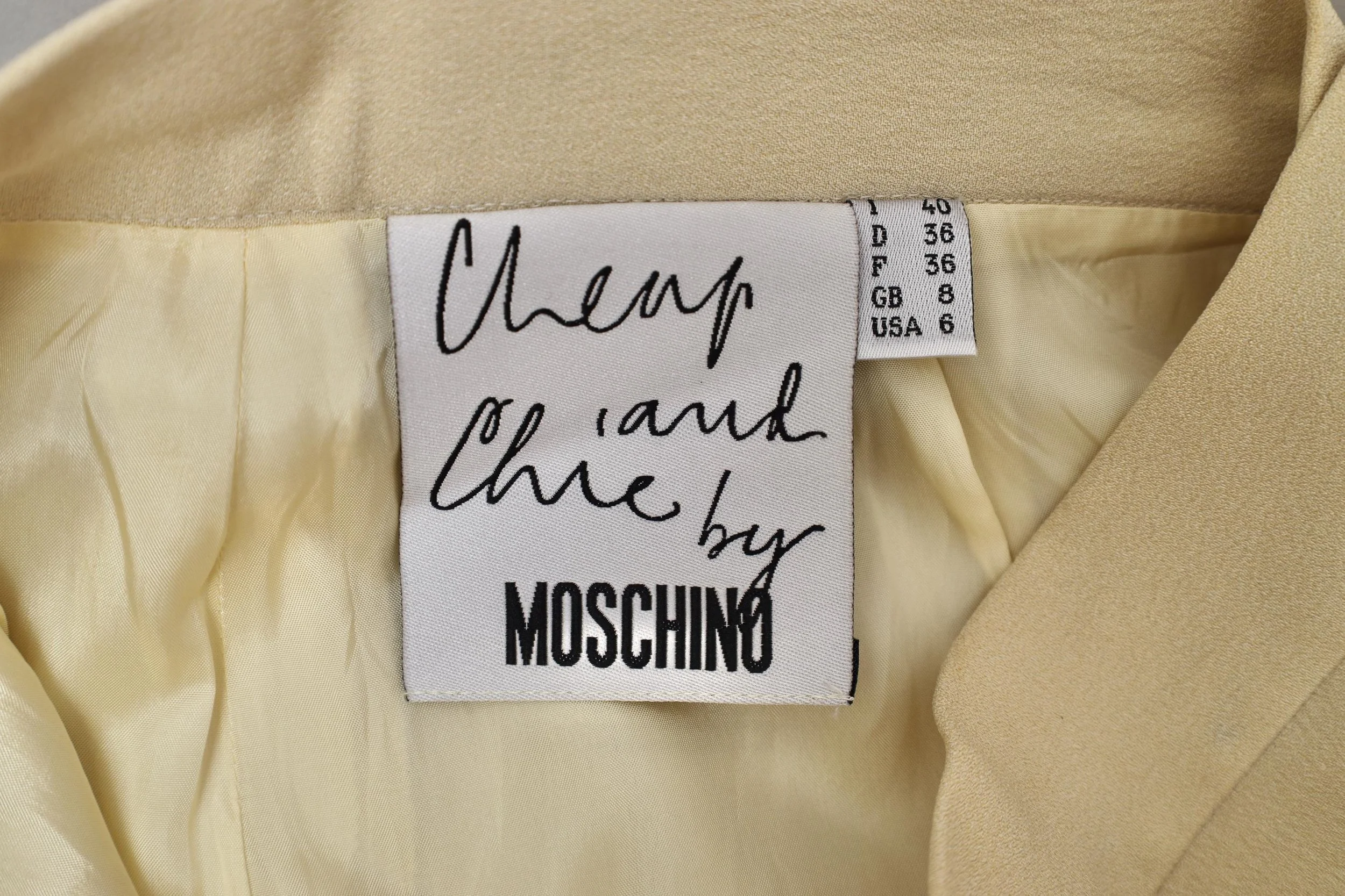 2000s Moschino Cheap and Chic beige label tag