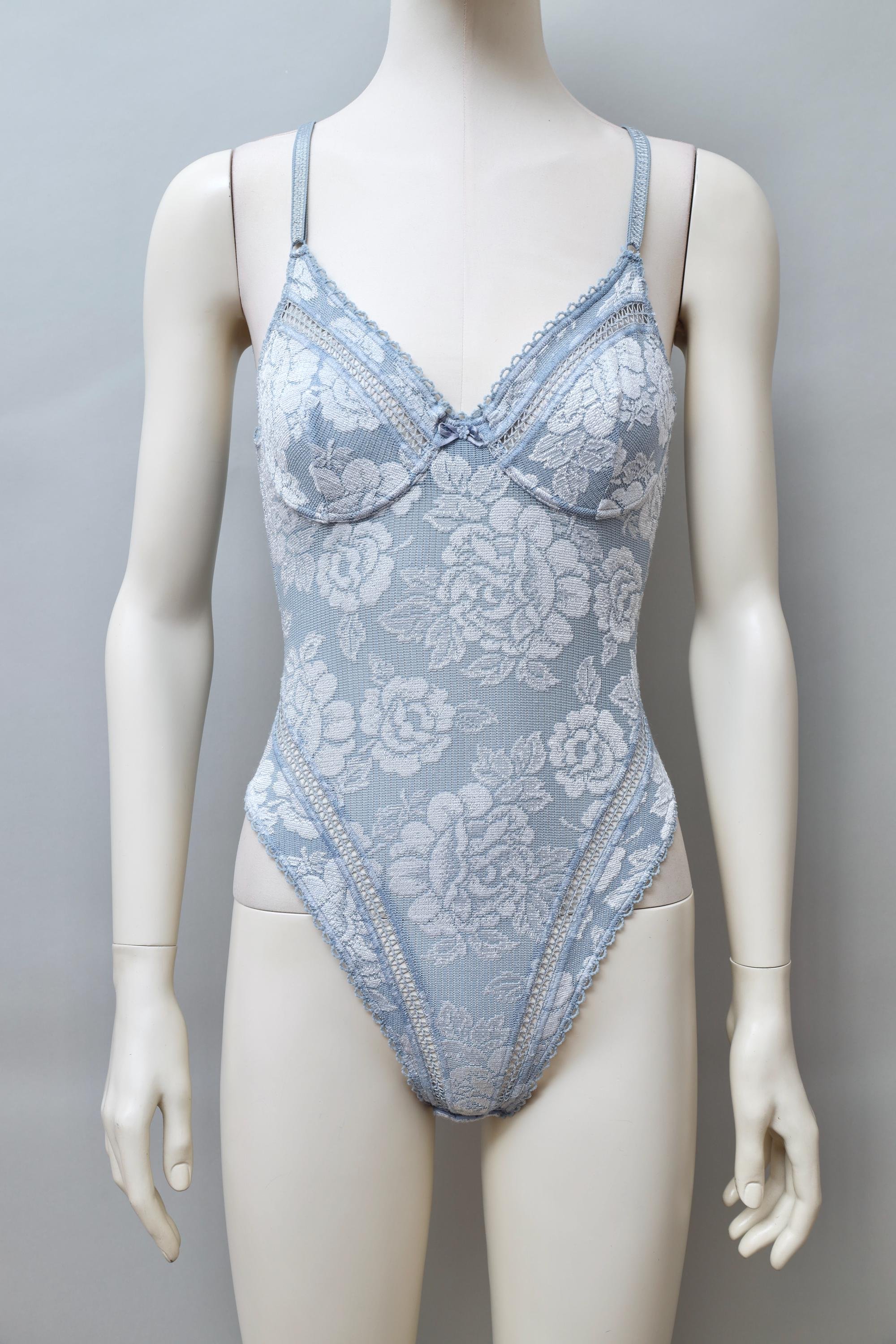 late 1980s / early 1990s Occhi Verdi ice blue brocade bodysuit