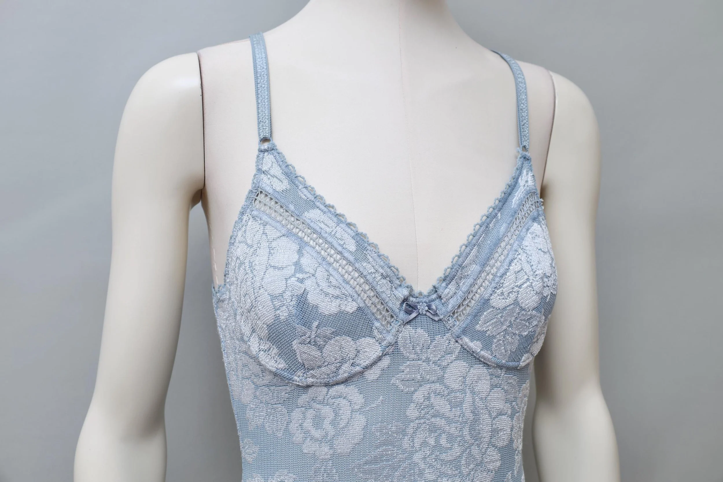 late 1980s / early 1990s Occhi Verdi ice blue brocade bodysuit bodice