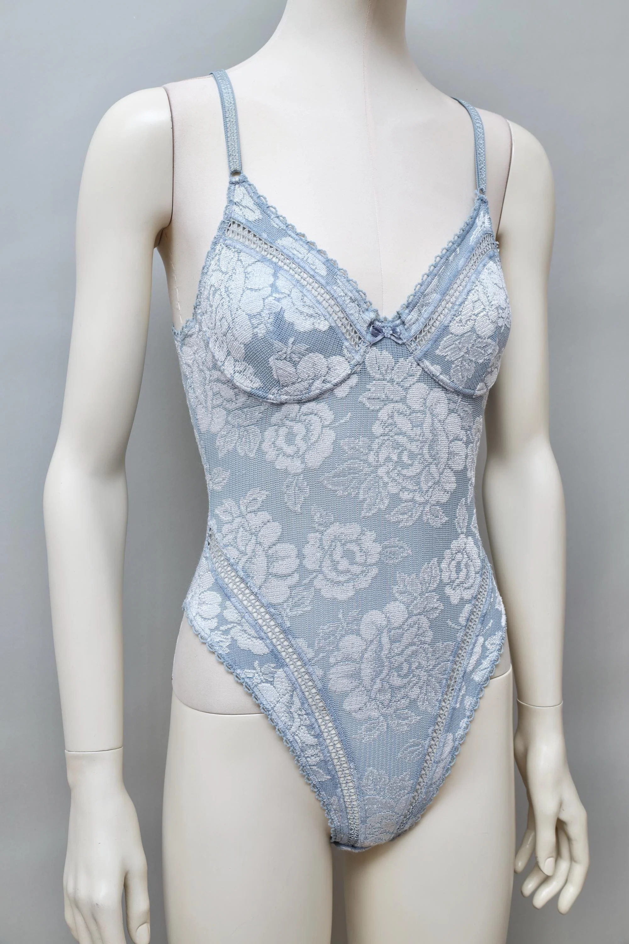late 1980s / early 1990s Occhi Verdi ice blue brocade bodysuit