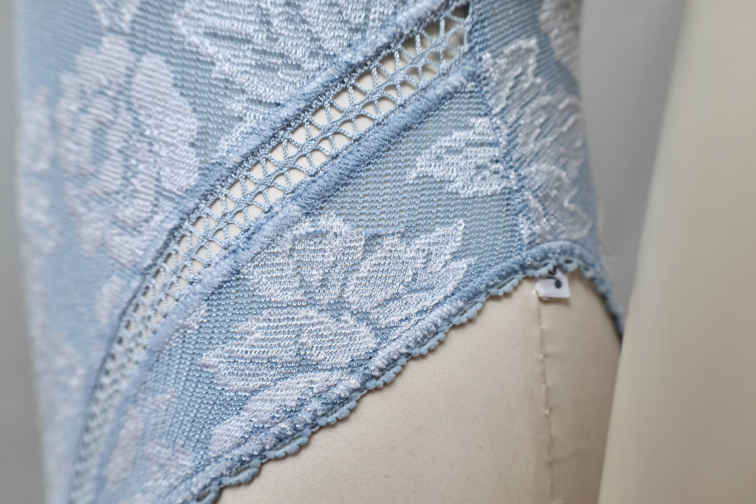 late 1980s / early 1990s Occhi Verdi ice blue brocade bodysuit lace detail