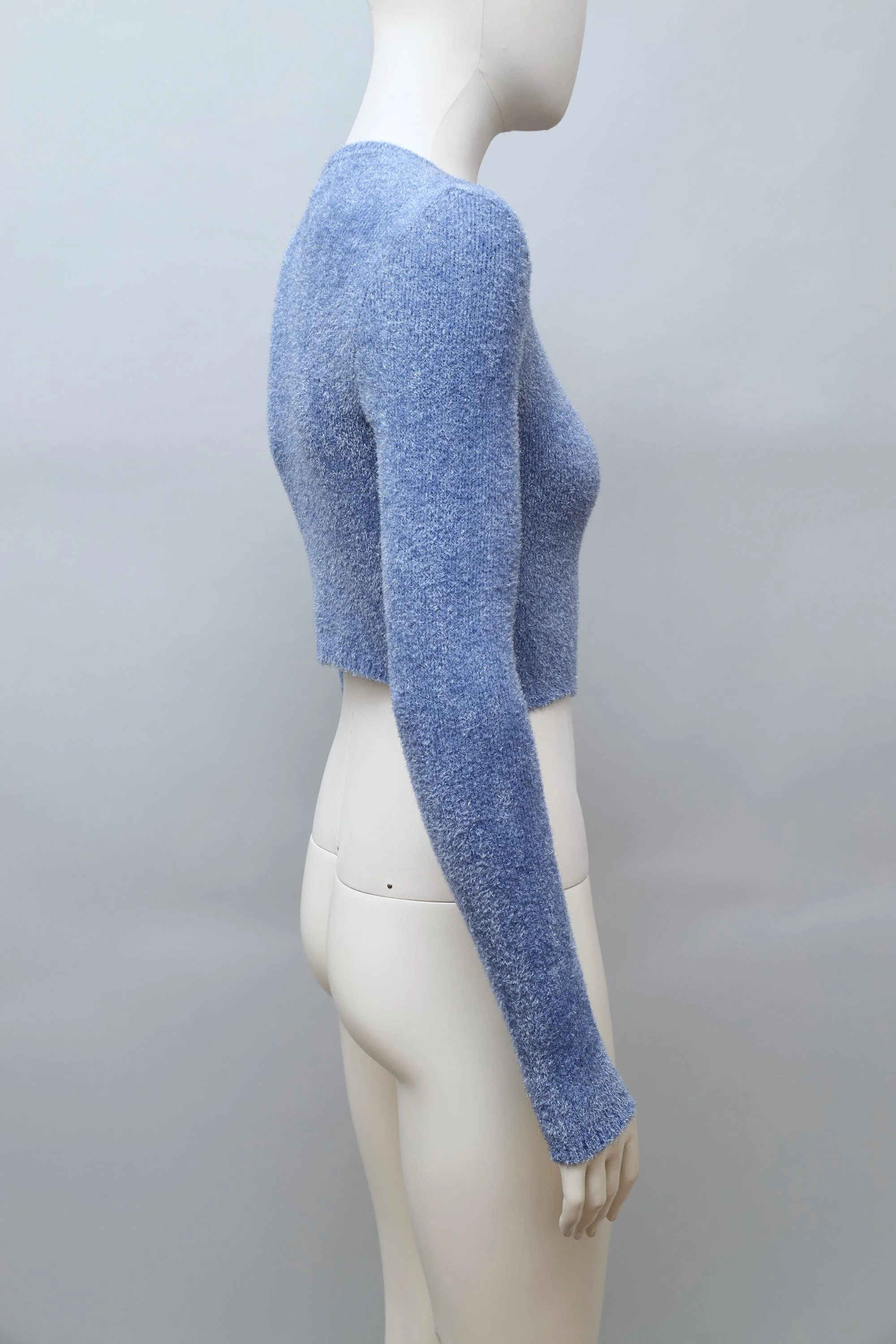 late 1980s / early 1990s Popy Moreni light blue glitter knit cardigan