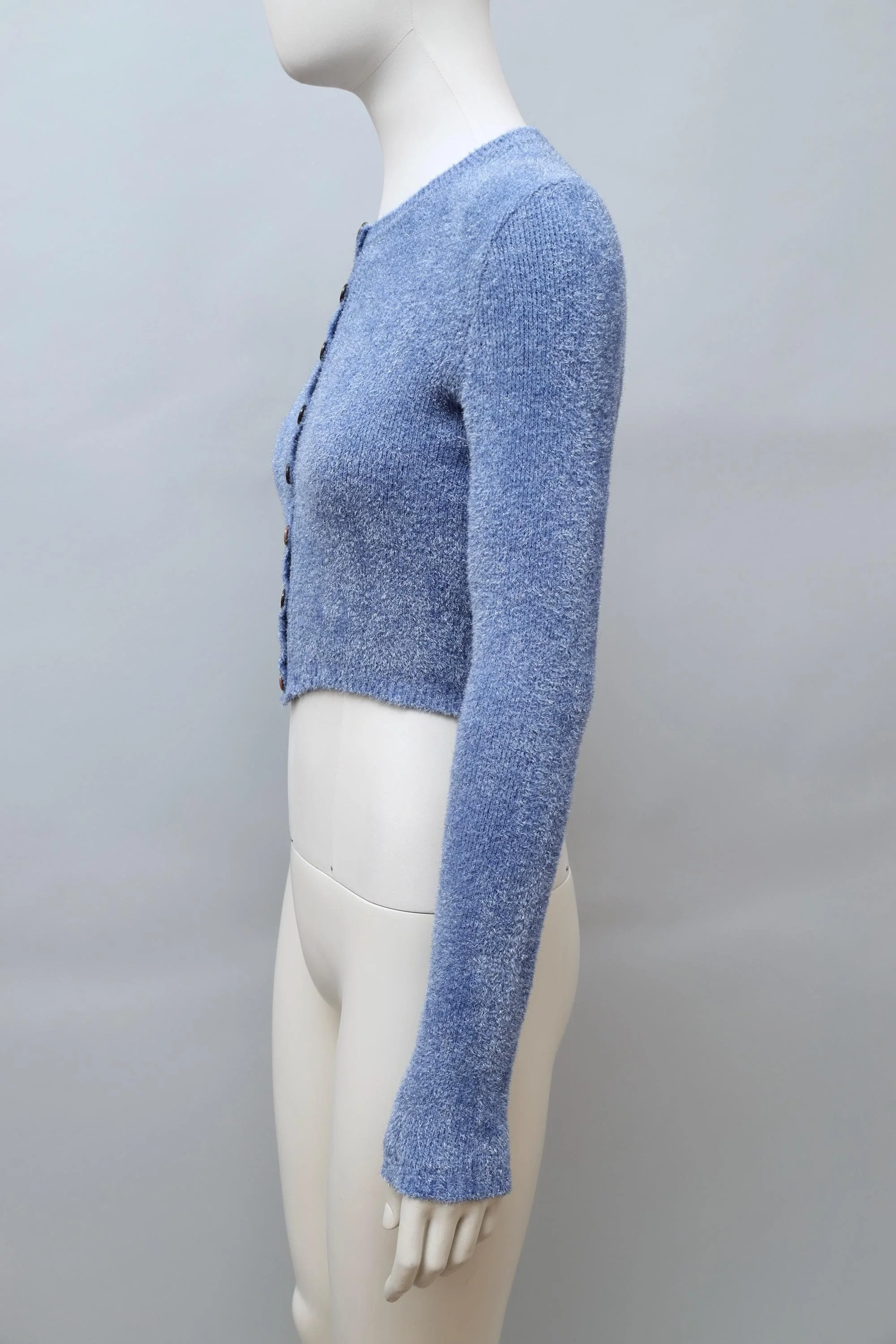 late 1980s / early 1990s Popy Moreni light blue glitter knit cardigan