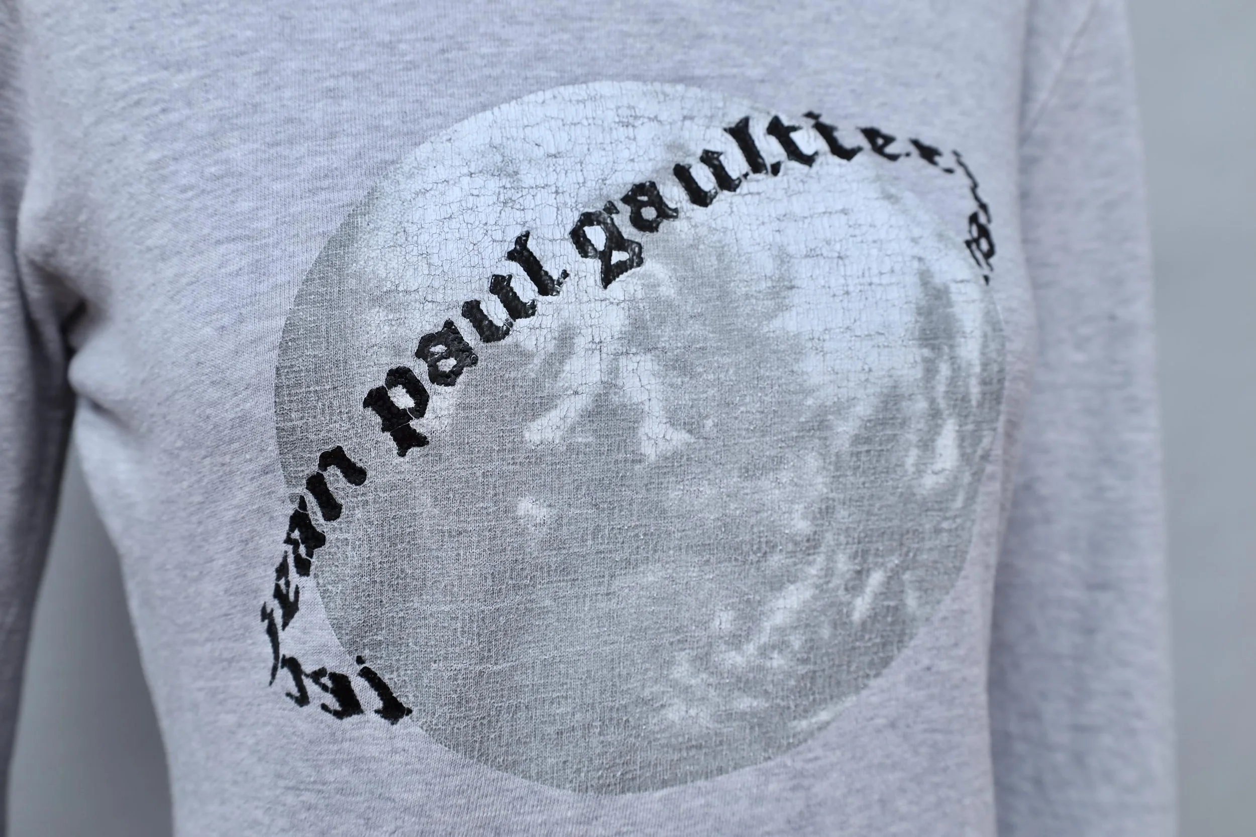 F/W 1987 Jean Paul Gaultier pour Equator gray planet logo print
