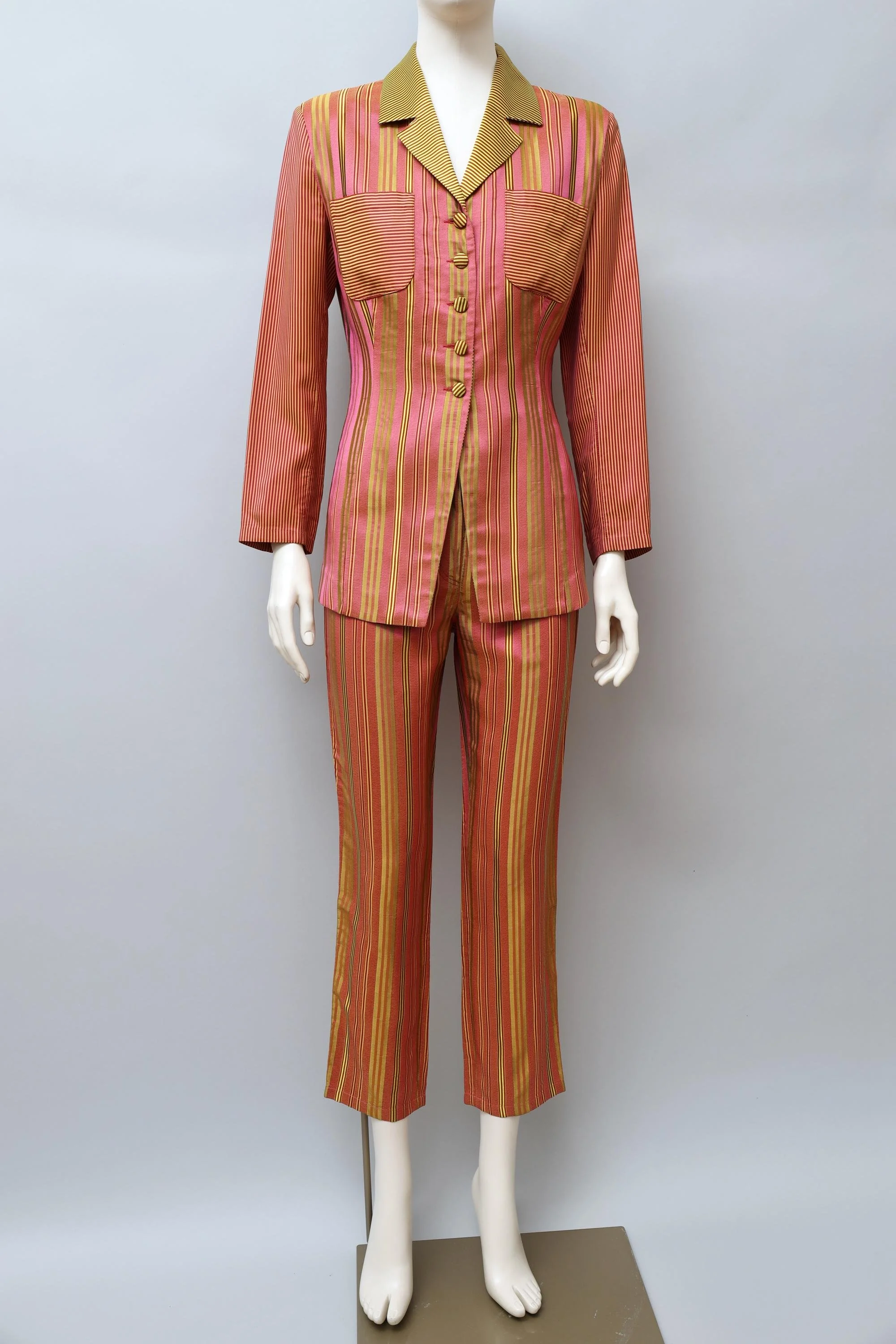 1990s Aquagirl by Fayçal Amor striped sateen suit