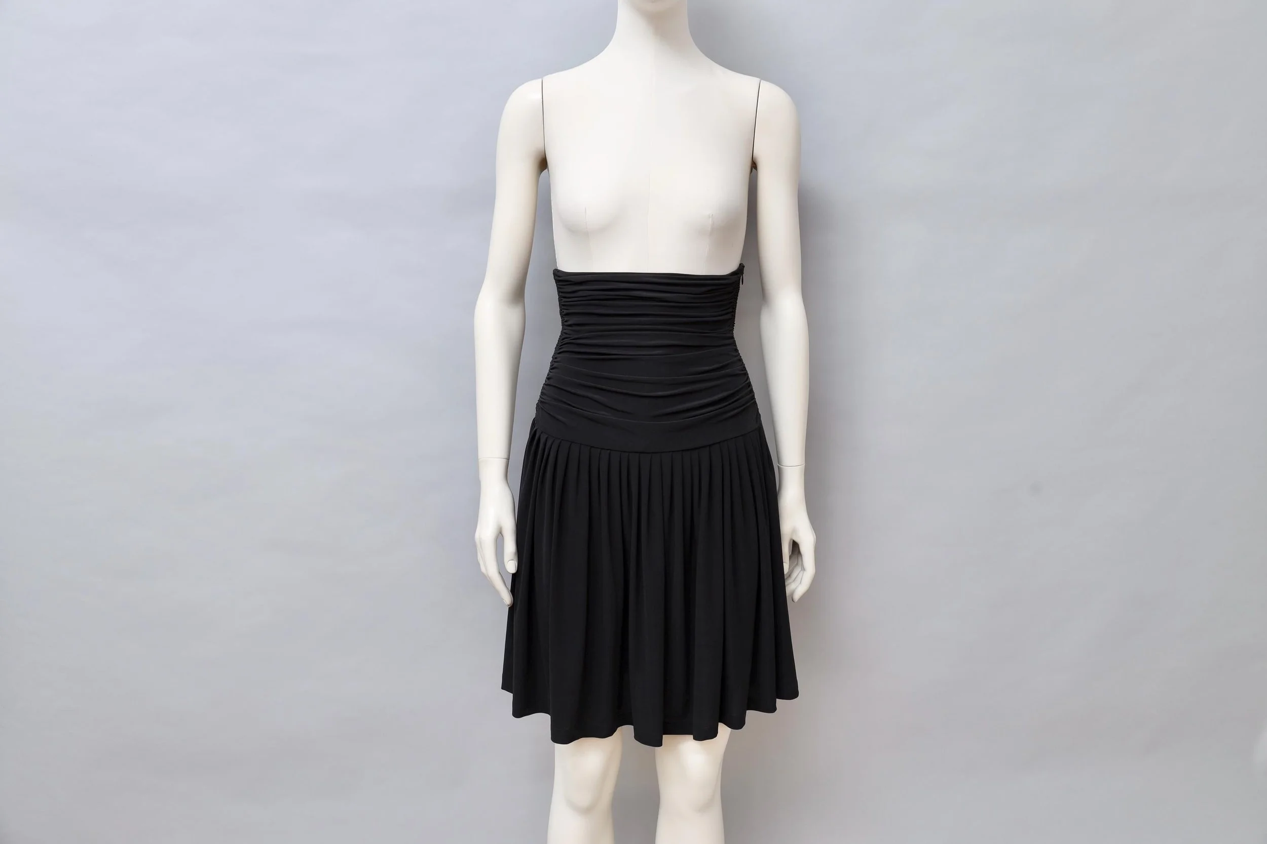 late 1980s / early 1990s Norma Kamali ultra high waist black ruched skirt