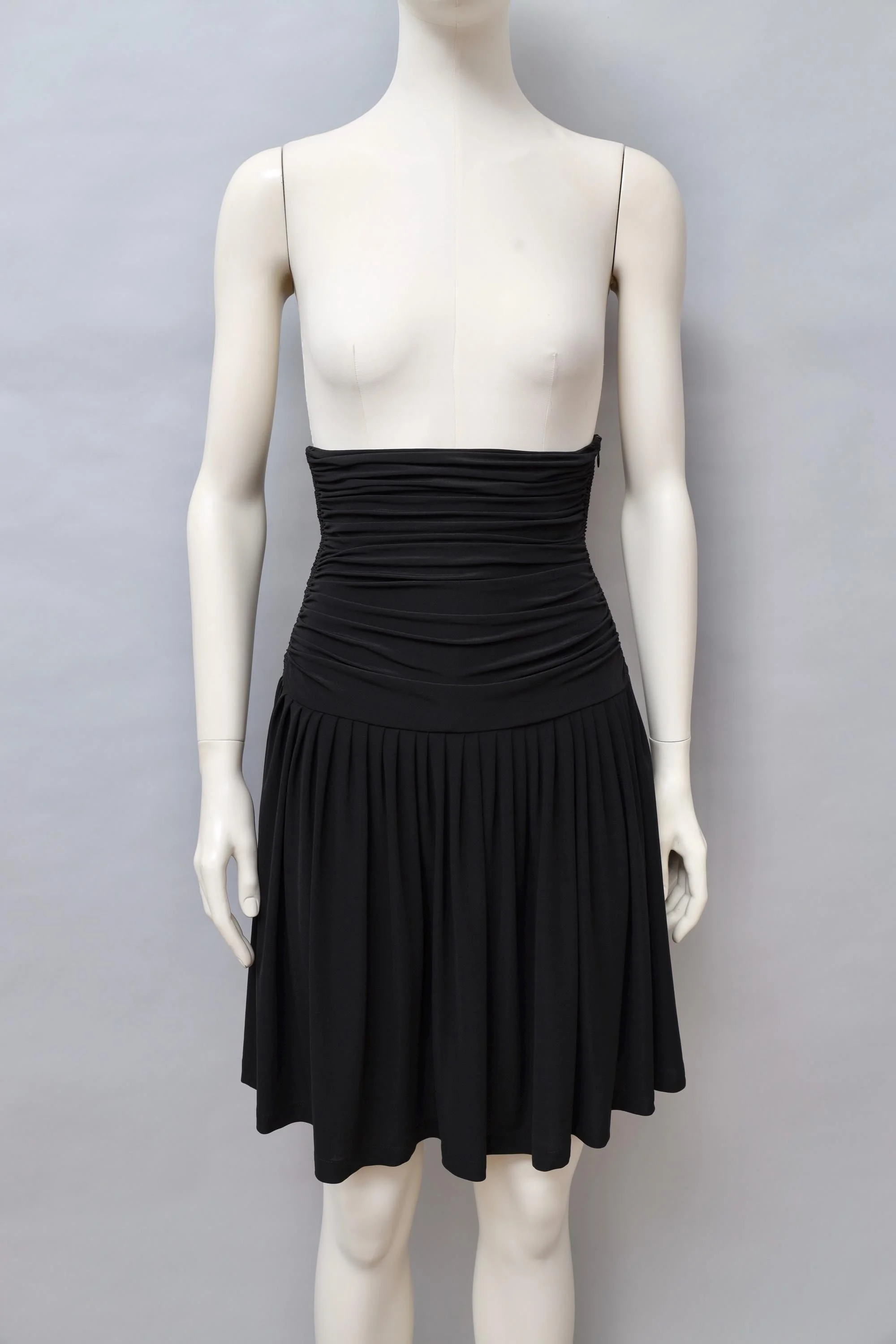 late 1980s / early 1990s Norma Kamali ultra high waist black ruched skirt