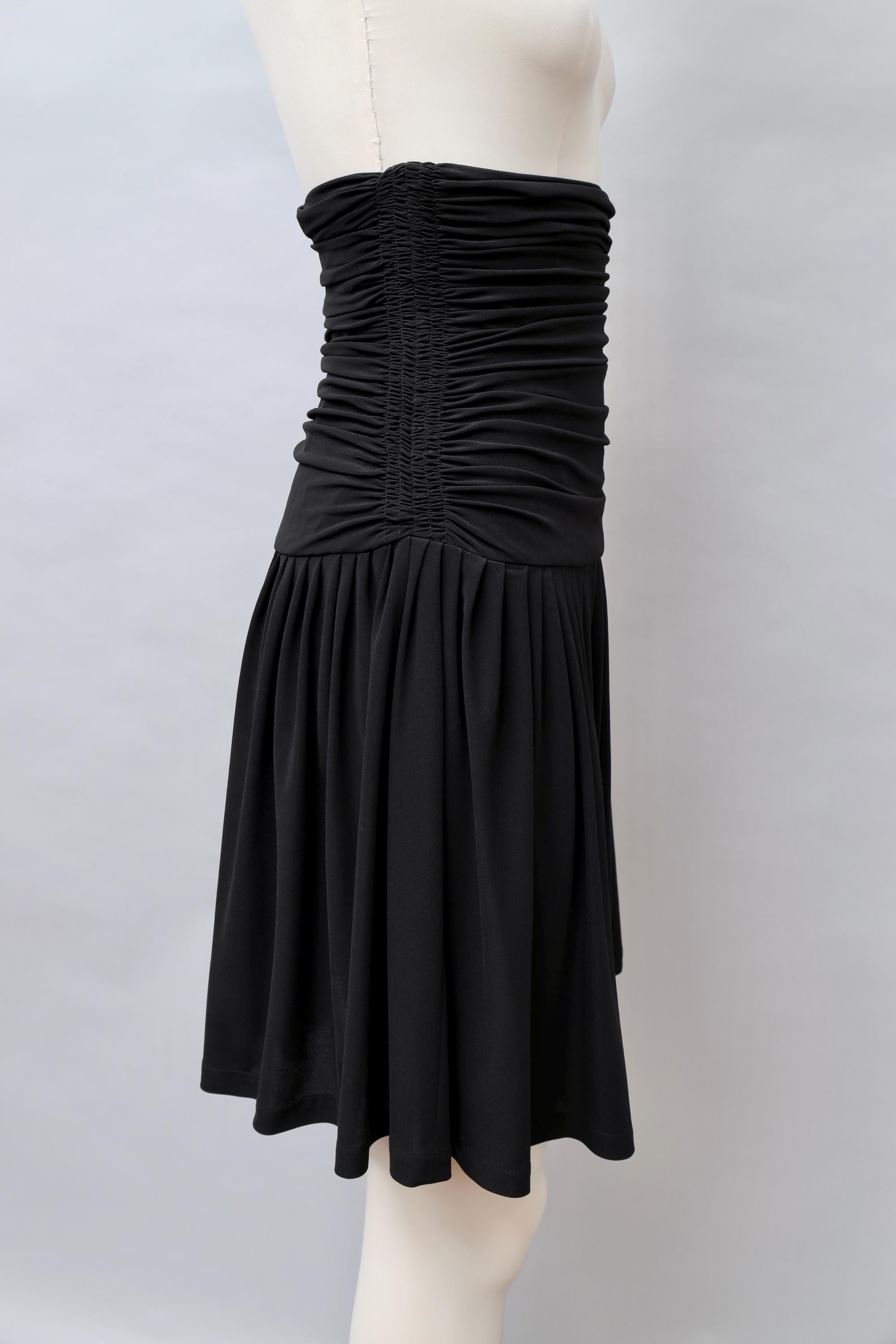 late 1980s / early 1990s Norma Kamali ultra high waist black ruched skirt
