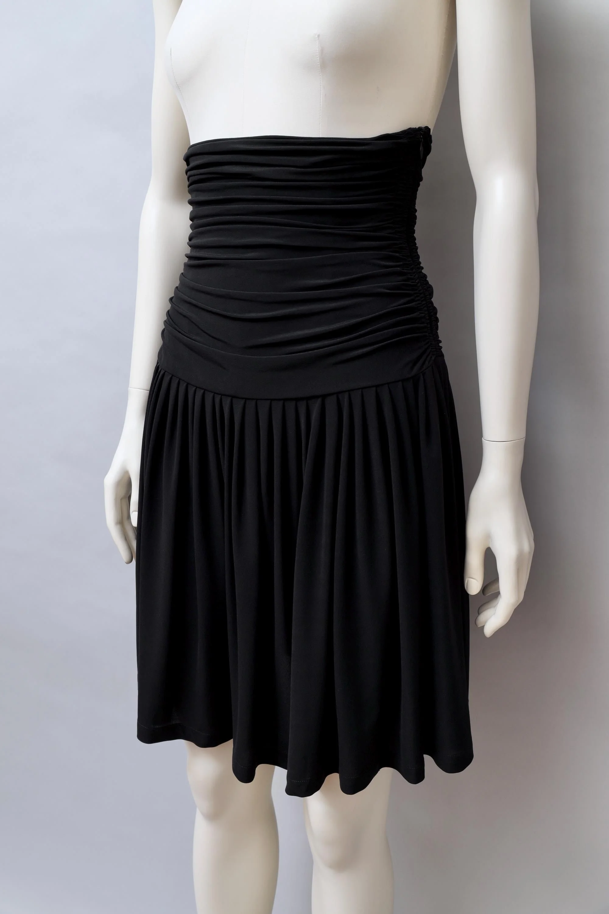 late 1980s / early 1990s Norma Kamali ultra high waist black ruched skirt