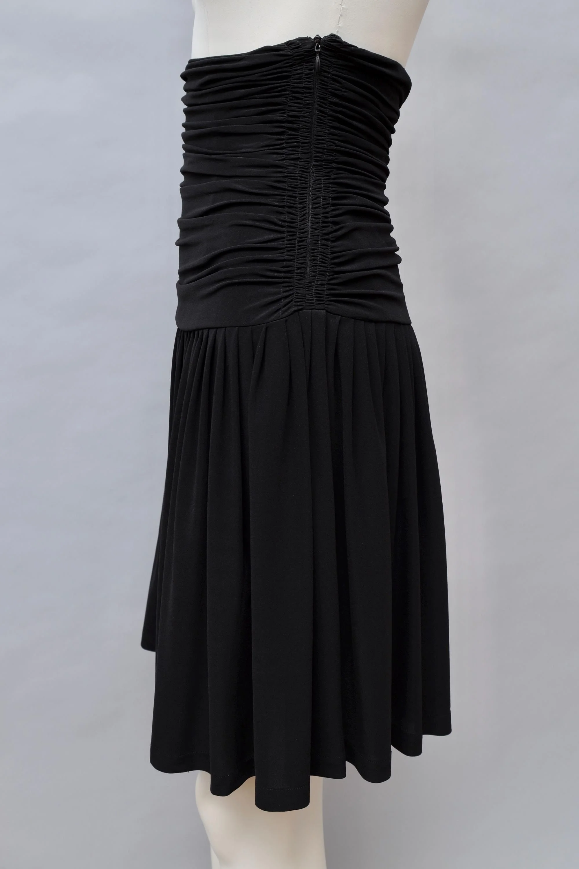 late 1980s / early 1990s Norma Kamali ultra high waist black ruched skirt