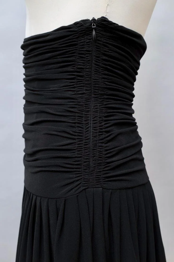 late 1980s / early 1990s Norma Kamali ultra high waist black ruched skirt