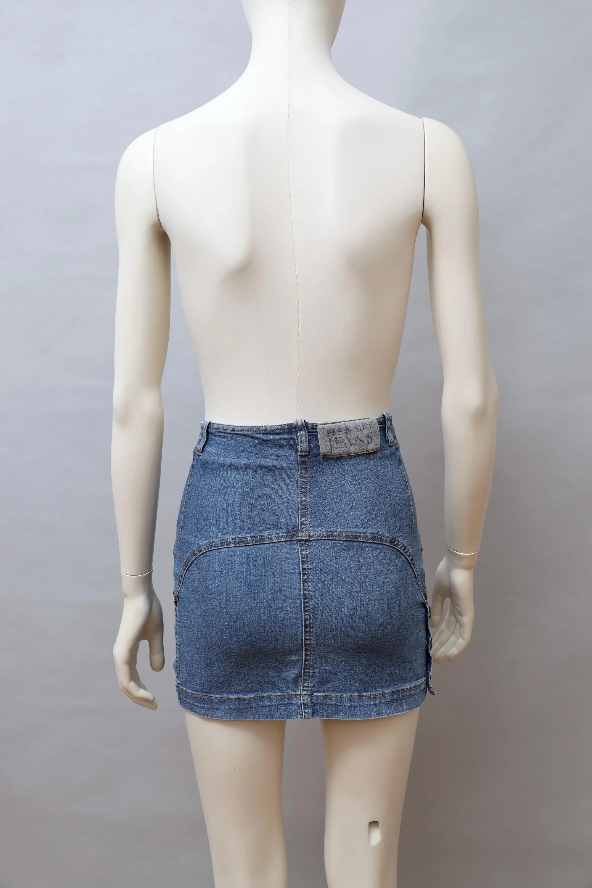 1990s Plein Sud blue stretch denim mini skirt