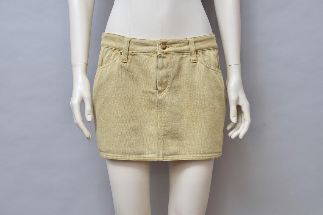 S/S 1989 Junior Gaultier anis green cotton gabardine mini skirt