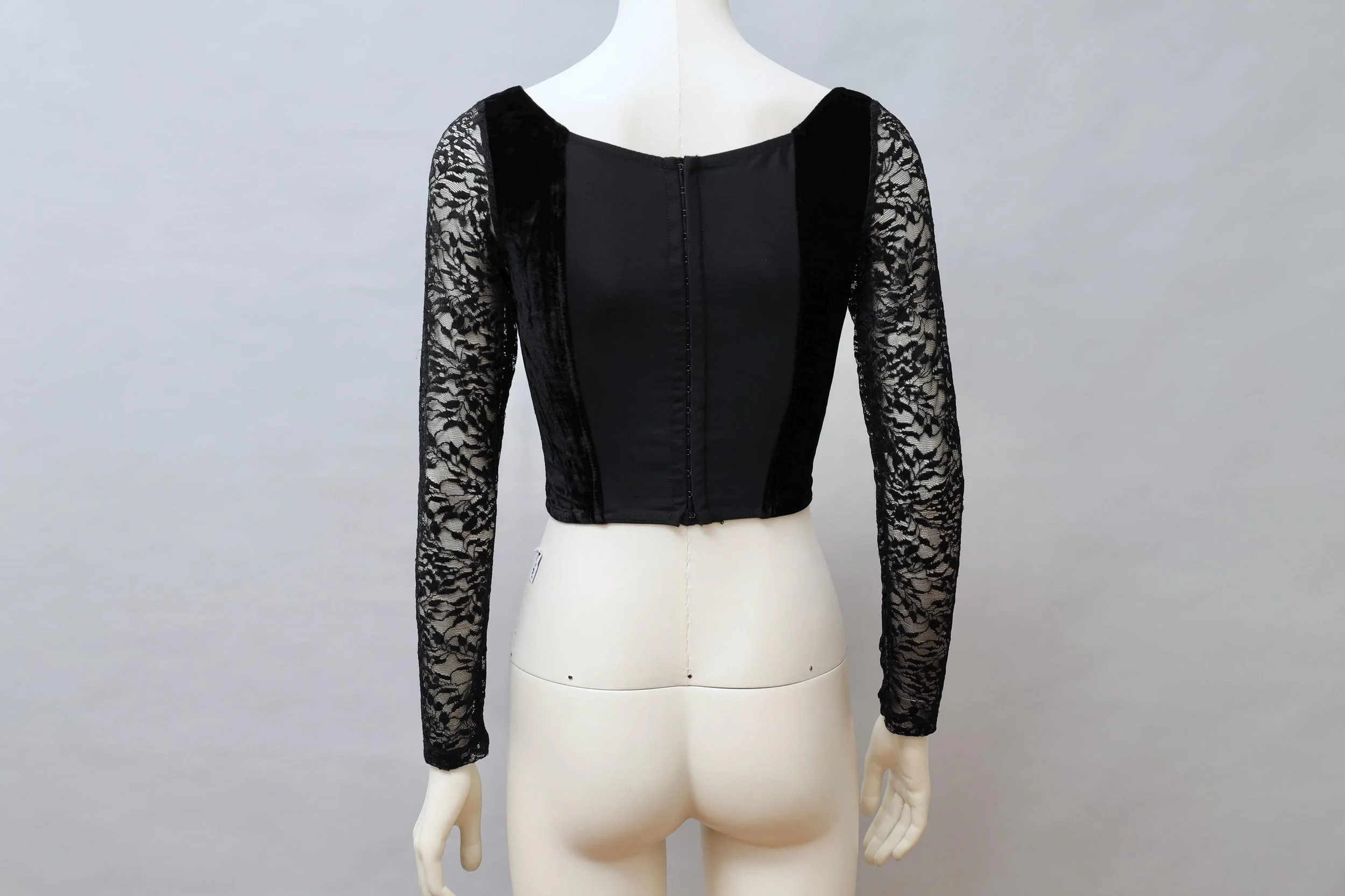 1990s Emmanuelle Khanh black velvet and lace corset top