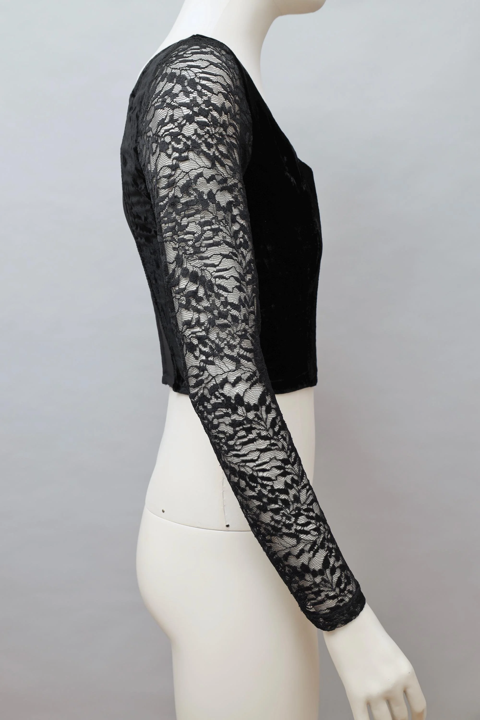 1990s Emmanuelle Khanh black velvet and lace corset top