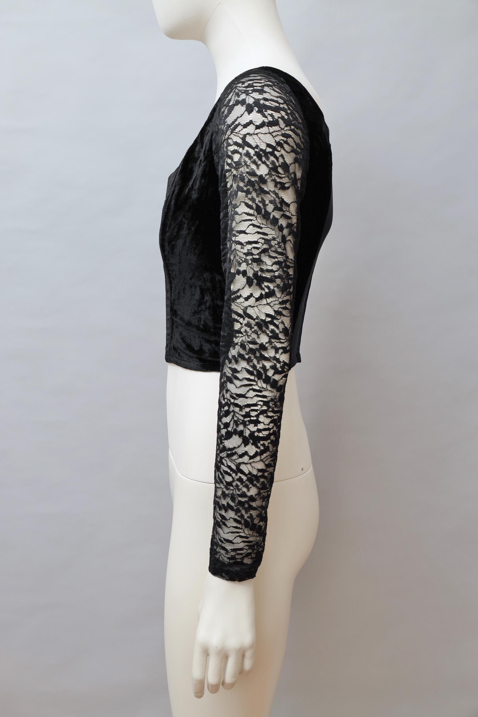 1990s Emmanuelle Khanh black velvet and lace corset top