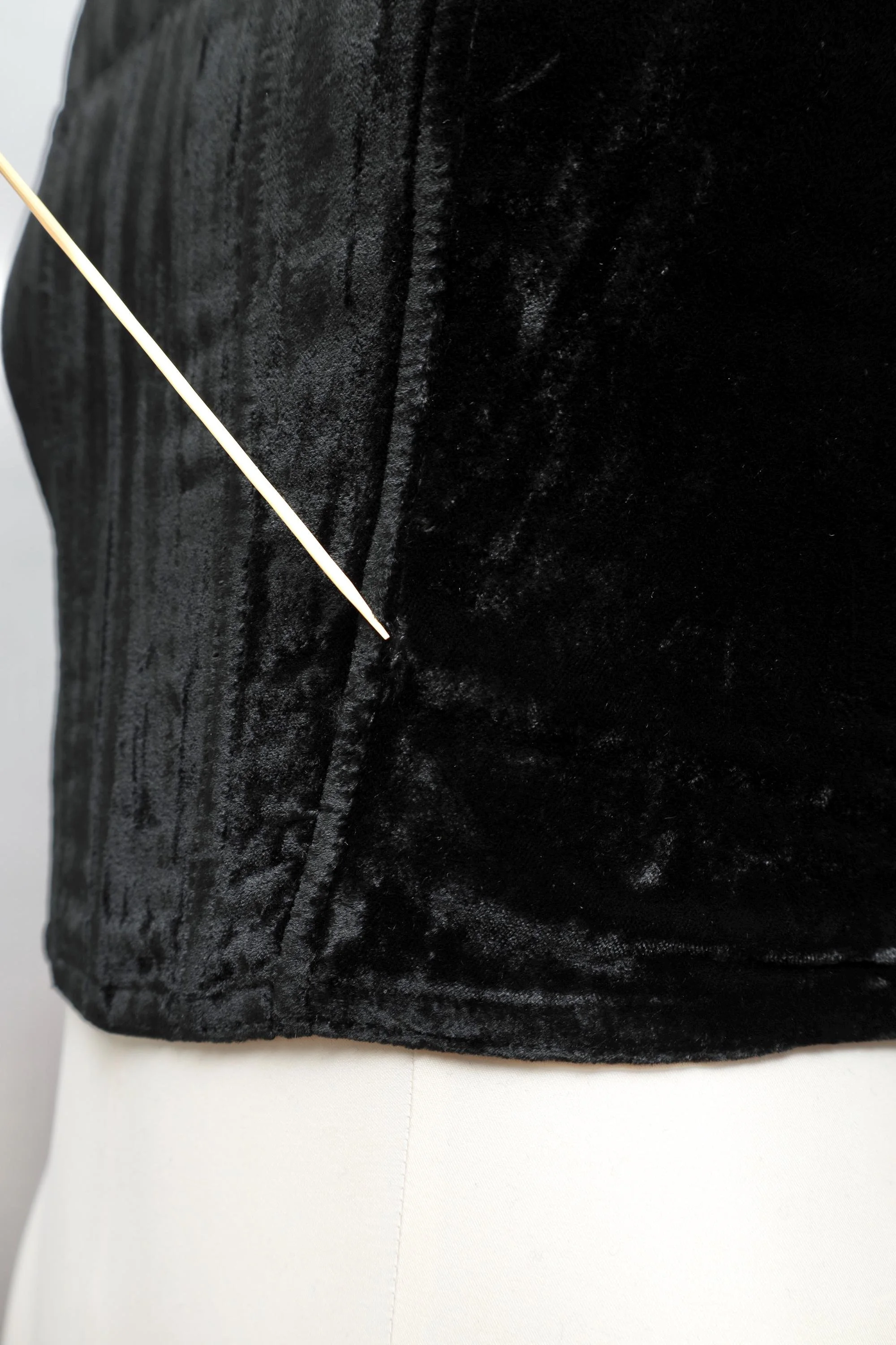 velvet and lace corset top detail