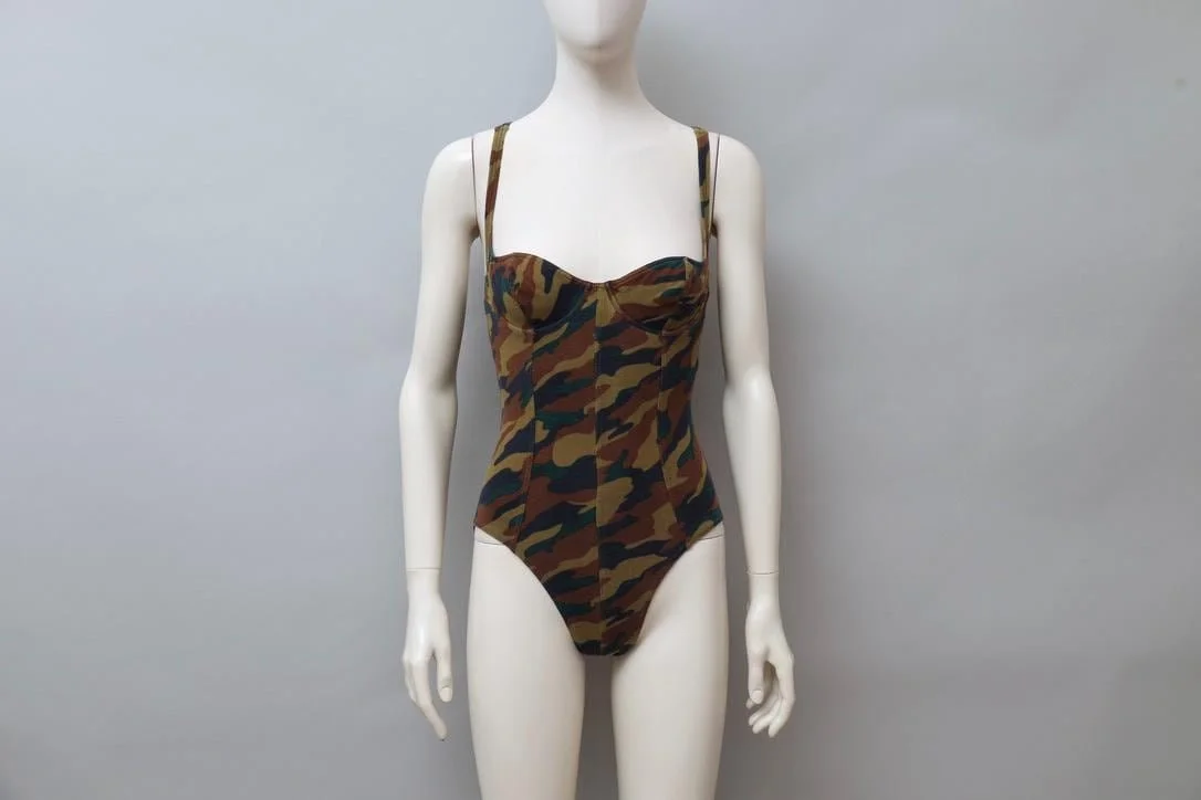 S/S 1988 Chantal Thomass camouflage bodysuit