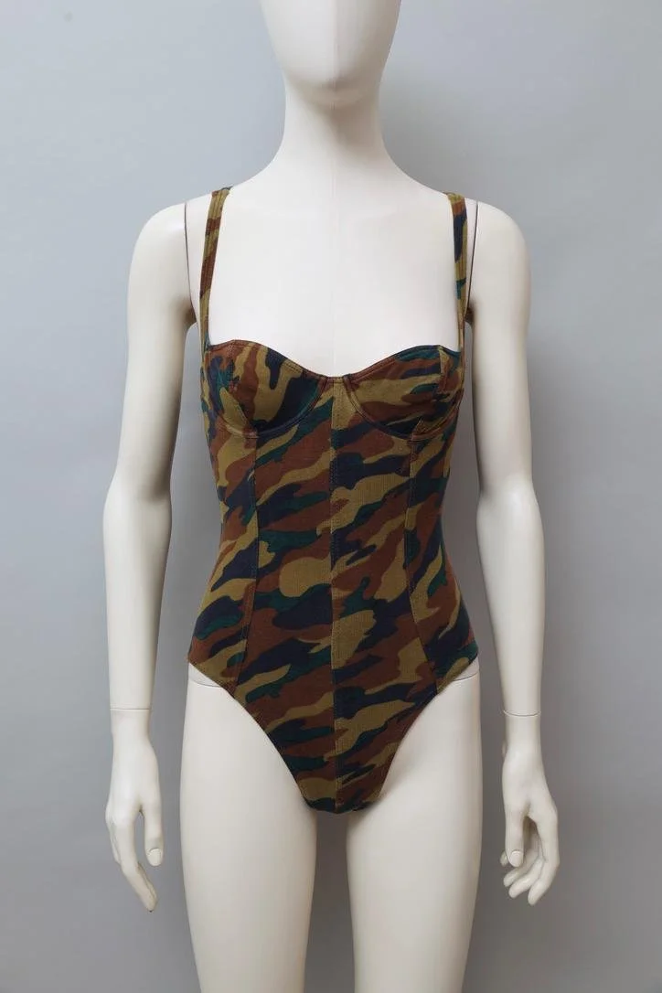 S/S 1988 Chantal Thomass camouflage bodysuit
