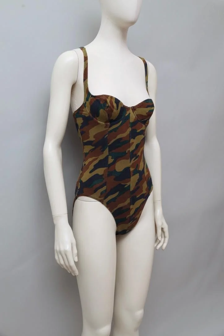 S/S 1988 Chantal Thomass camouflage bodysuit
