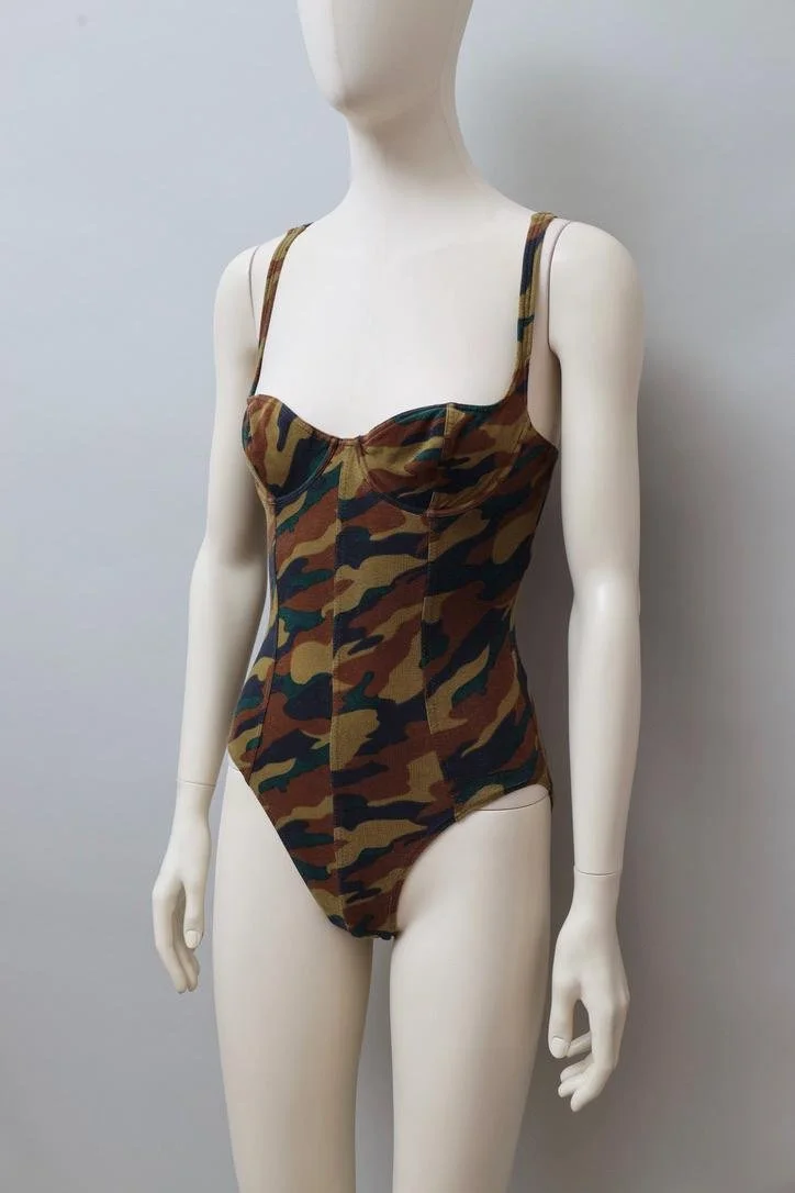 S/S 1988 Chantal Thomass camouflage bodysuit