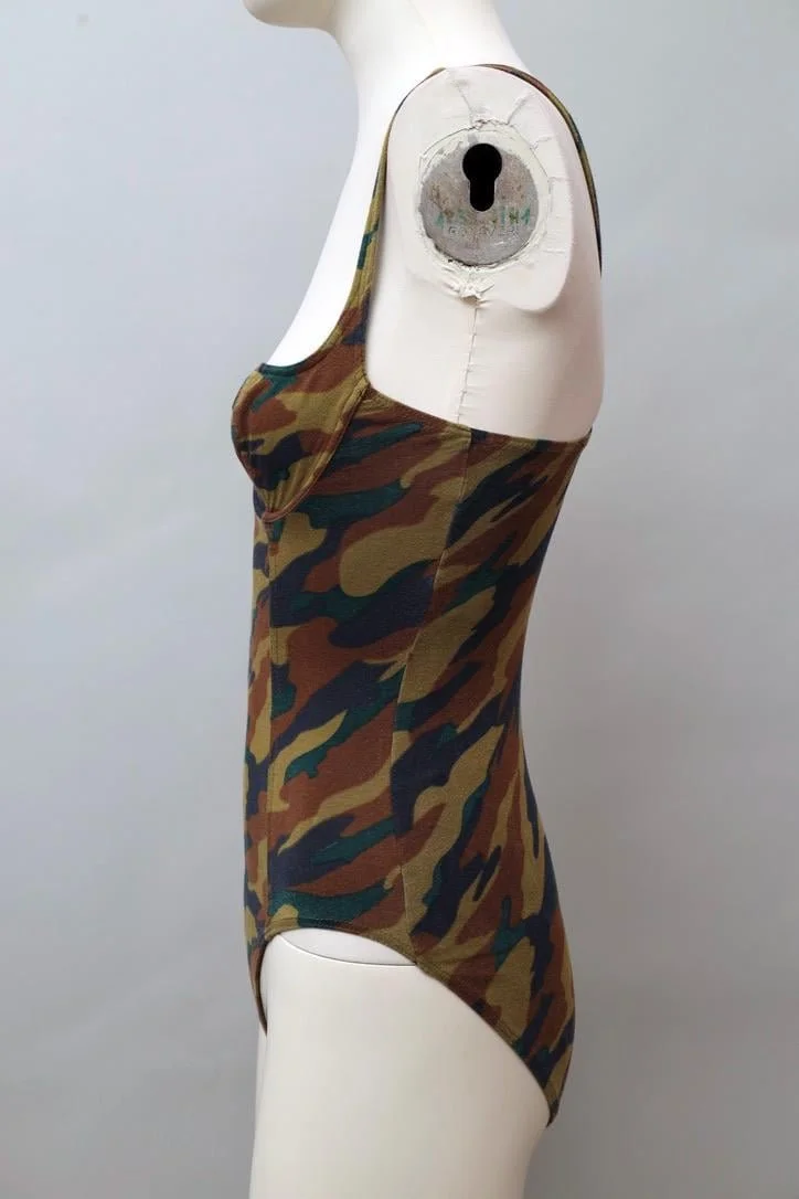 S/S 1988 Chantal Thomass camouflage bodysuit