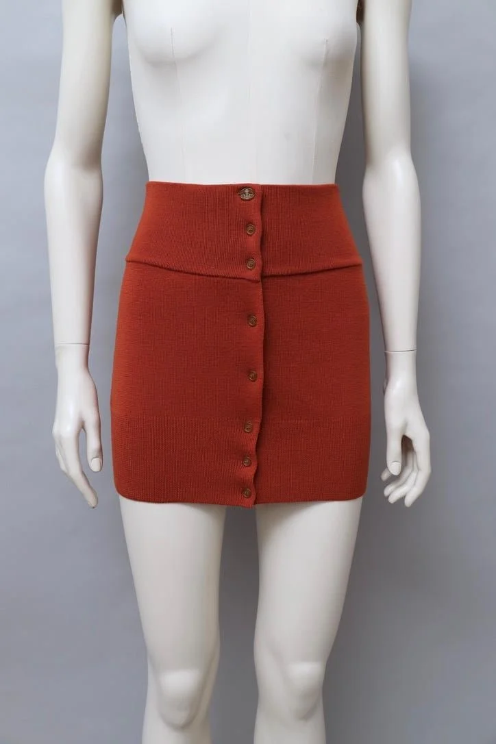 F/W 2012 Vivienne Westwood rust orange wool knit miniskirt