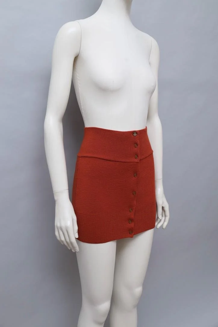 F/W 2012 Vivienne Westwood rust orange wool knit miniskirt