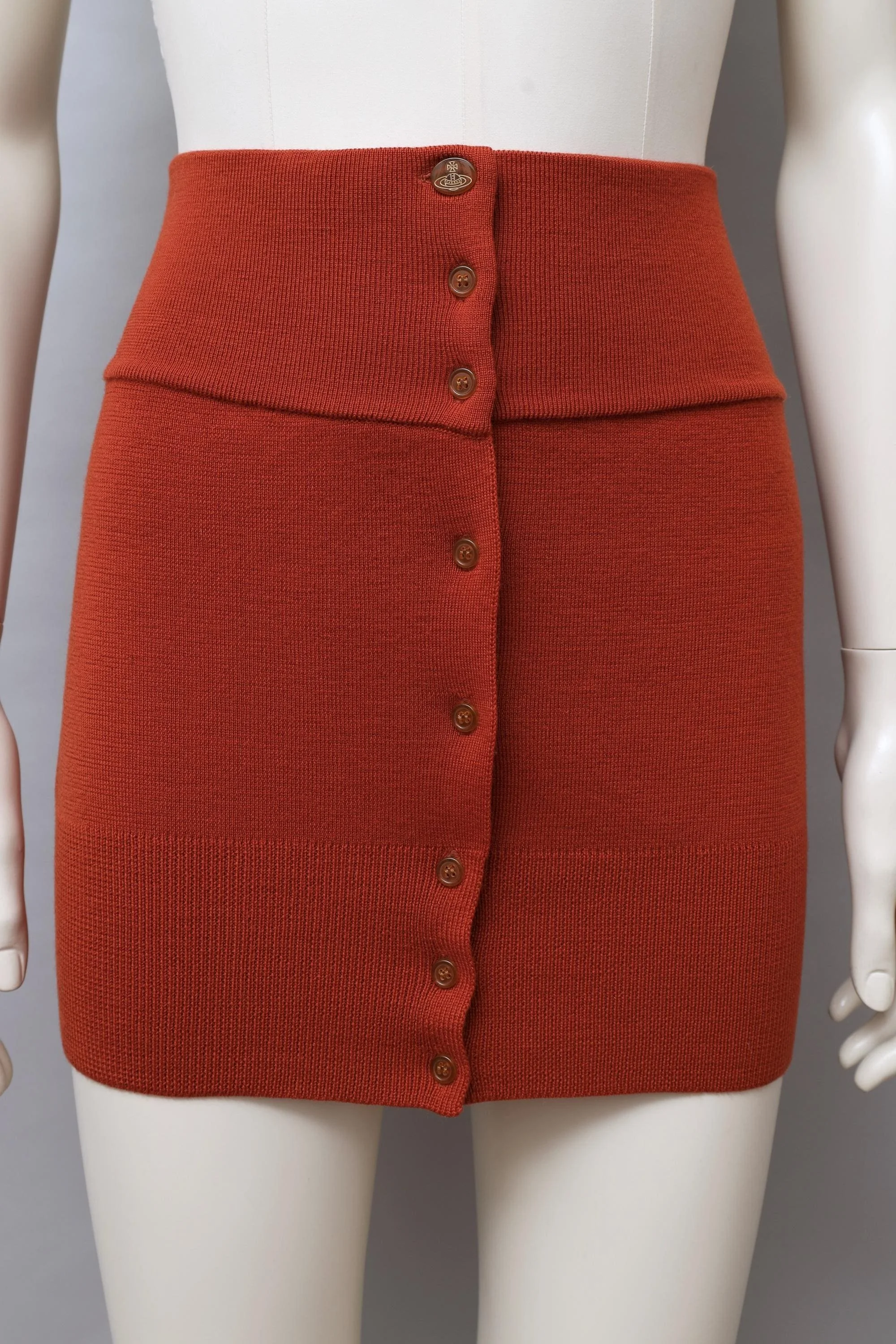 F/W 2012 Vivienne Westwood rust orange wool knit miniskirt