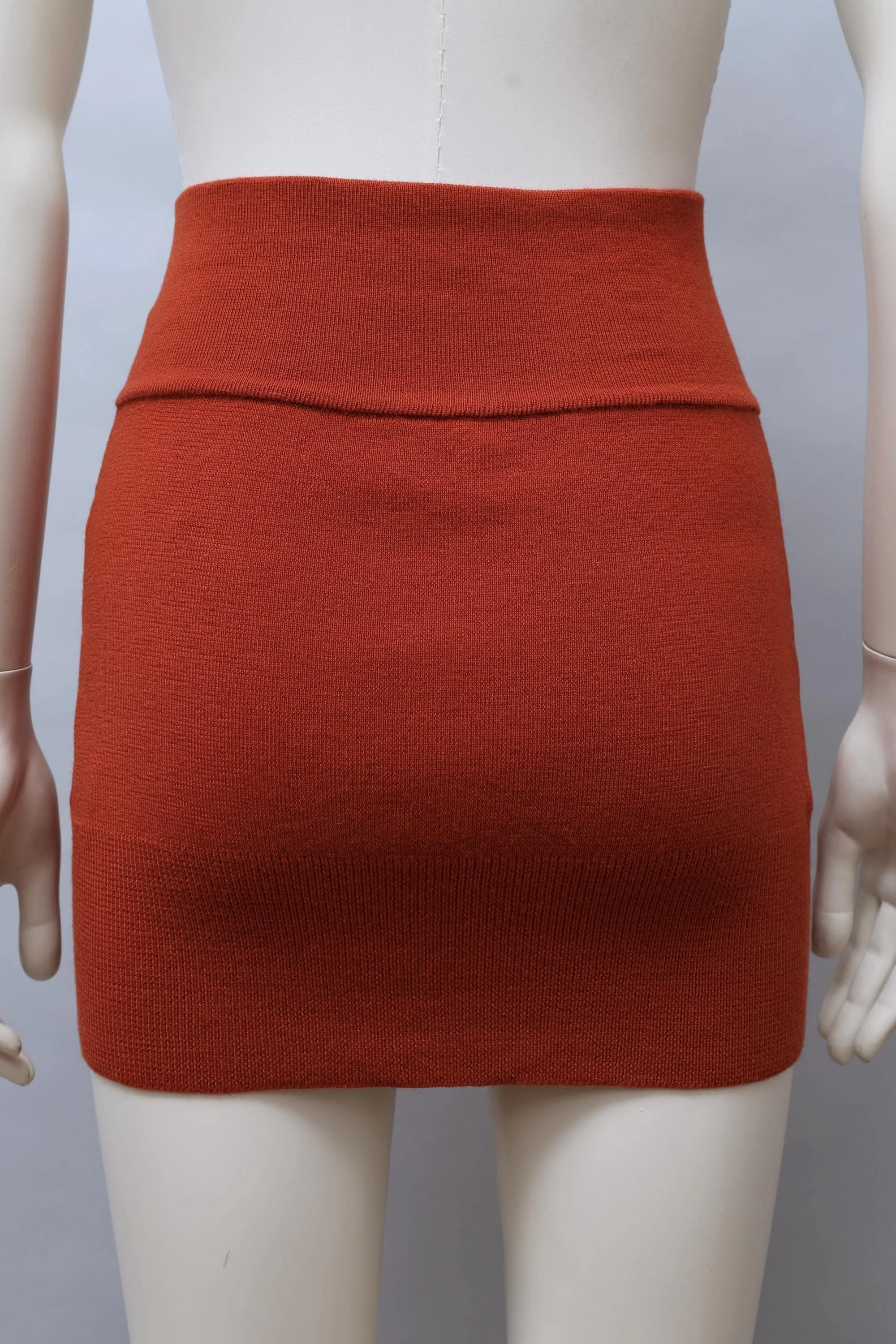 F/W 2012 Vivienne Westwood rust orange wool knit miniskirt