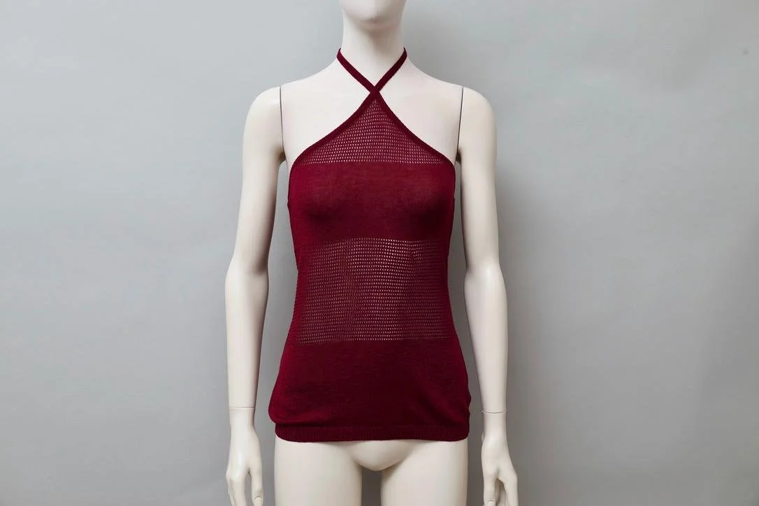 1990s Chantal Thomass Suite burgundy halterneck knit top